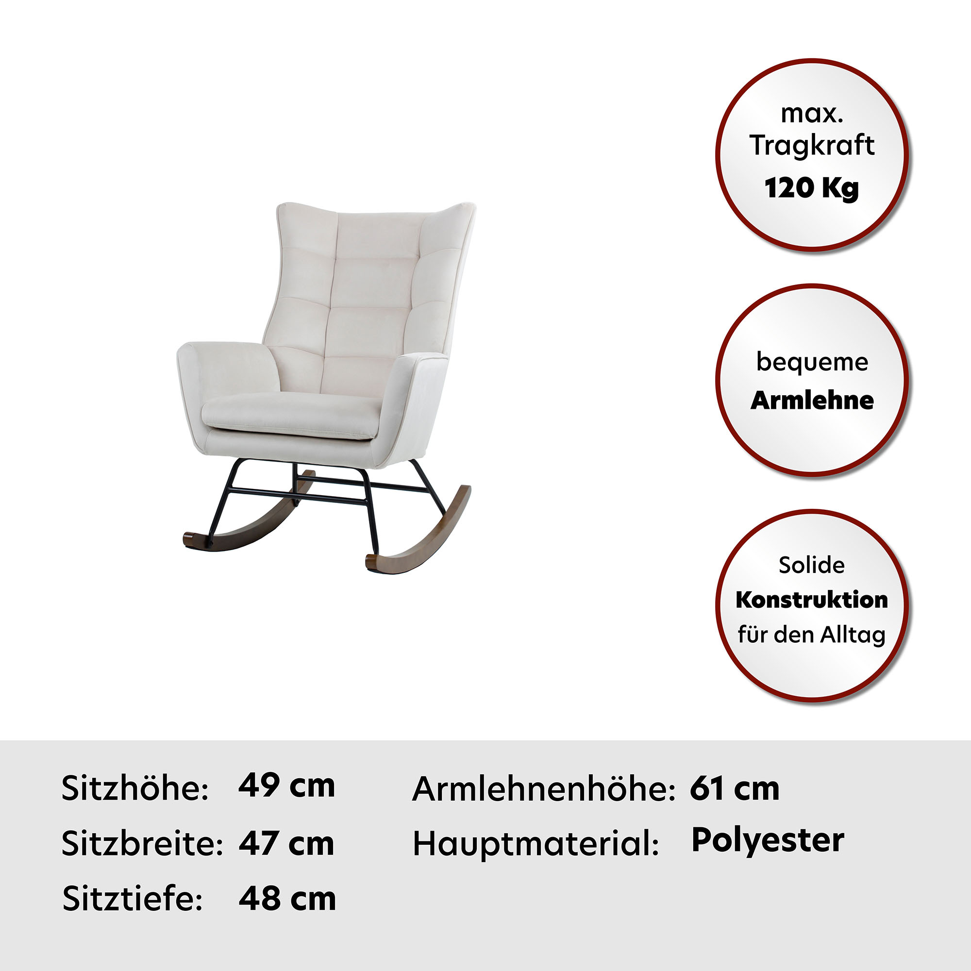 Thumbnail - Kayoom Schaukelstuhl "Bryana 125, Relaxstuhl zum Schaukeln, Metallgestell mit Kufen aus Holz" () 1 Stk.Relaxstuhl zum Sc...