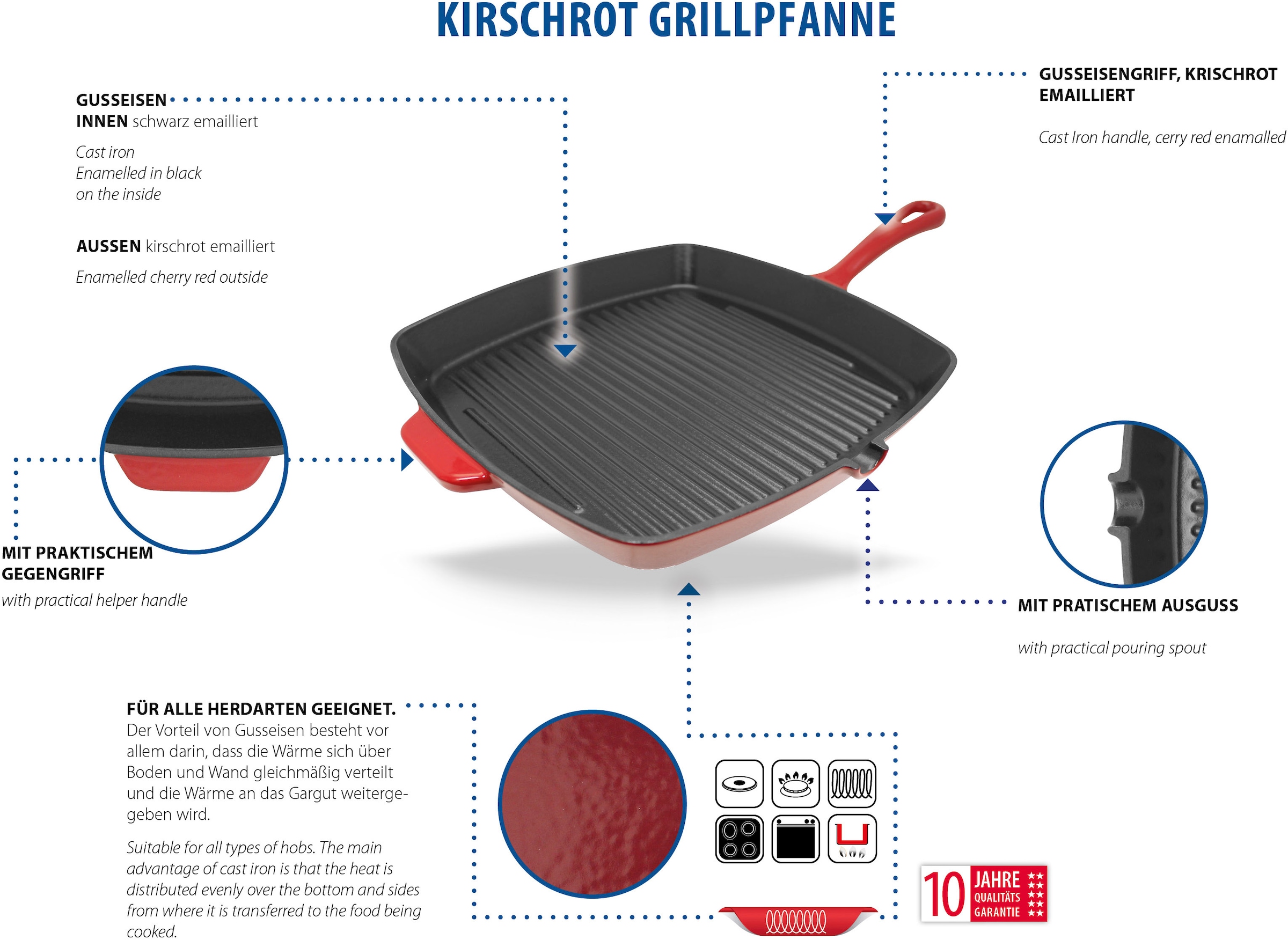 Elo Grillpfanne »Gusseisen Pfanne Ø 28 cm« Gusseisen 1 tlg. Außen emailliert