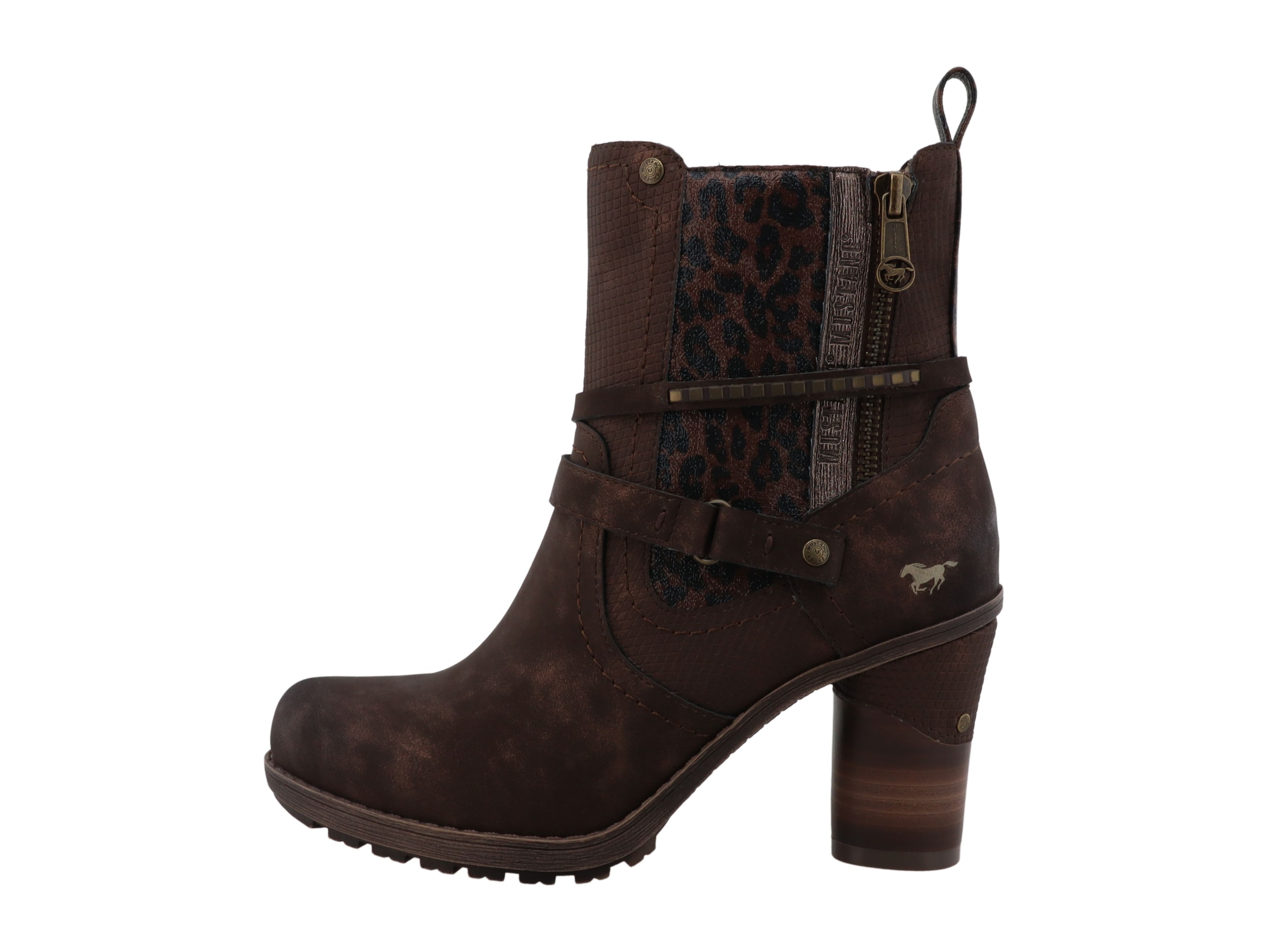 Mustang Shoes Stiefelette »Mode-Stiefel«  Blockabsatz, Boots mit Kontrastbesätzen und Zierriemen