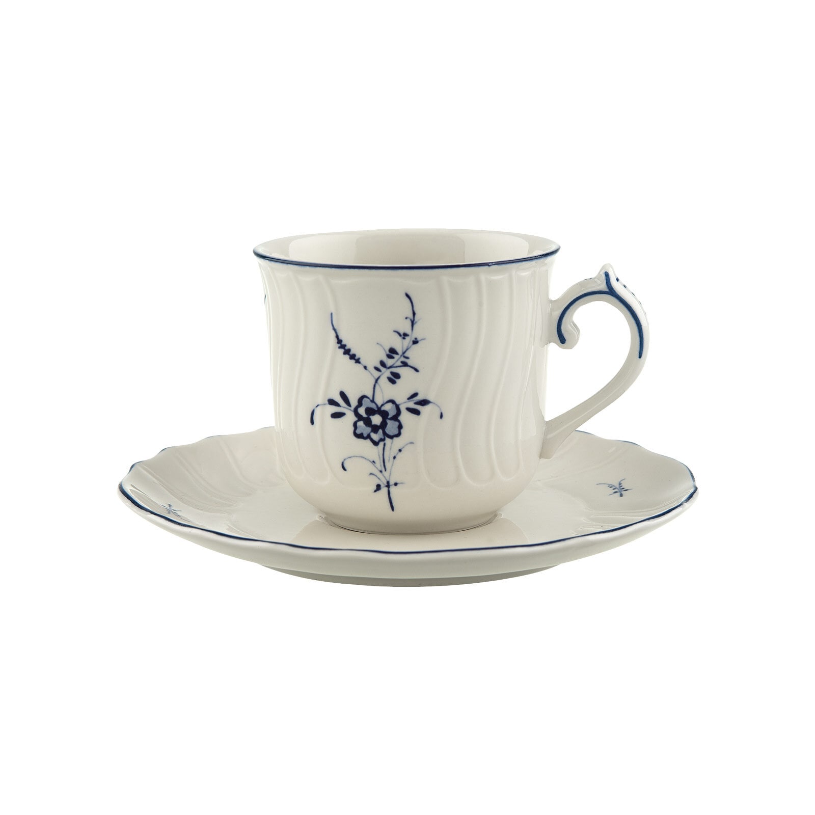 Villeroy & Boch Tasse "Kaffeetasse mit Untertasse Vieux Luxembourg 120 ml weiß-blau"