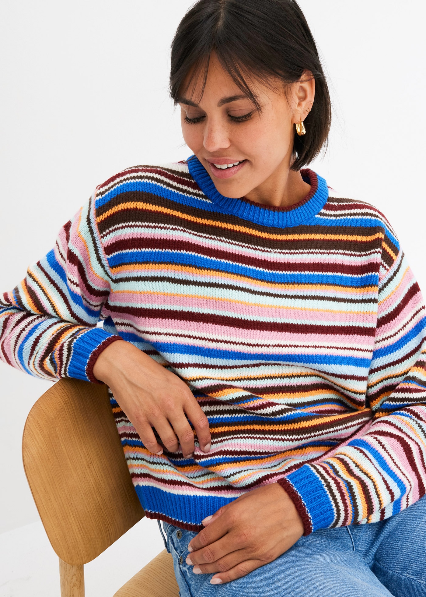 bonprix Strickpullover aus Polyacryl, gestreiftes Design, Oversize Passform