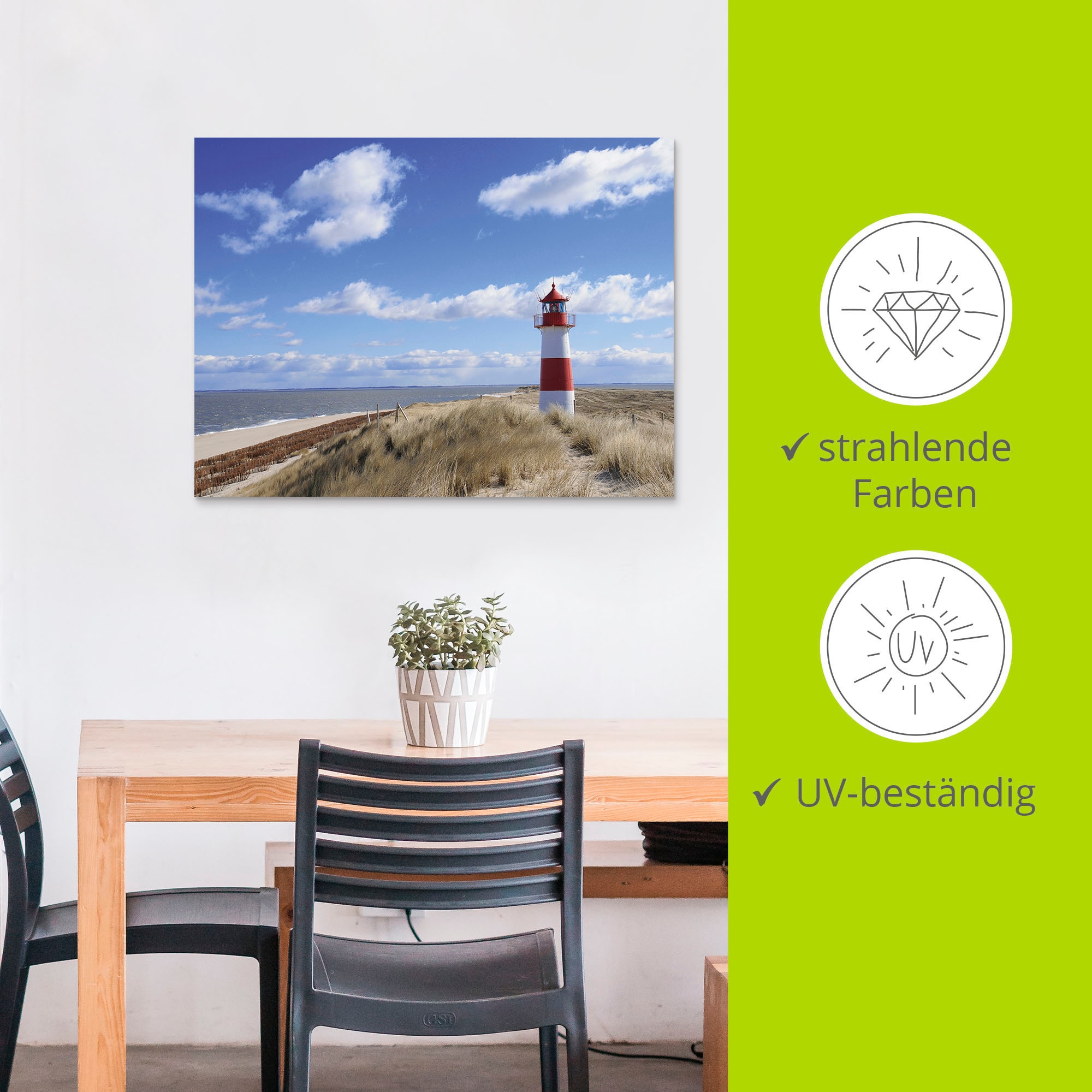 Artland Leinwandbild »Leuchtturm Sylt«, Gebäude, (1 St.), auf Keilrahmen gespannt