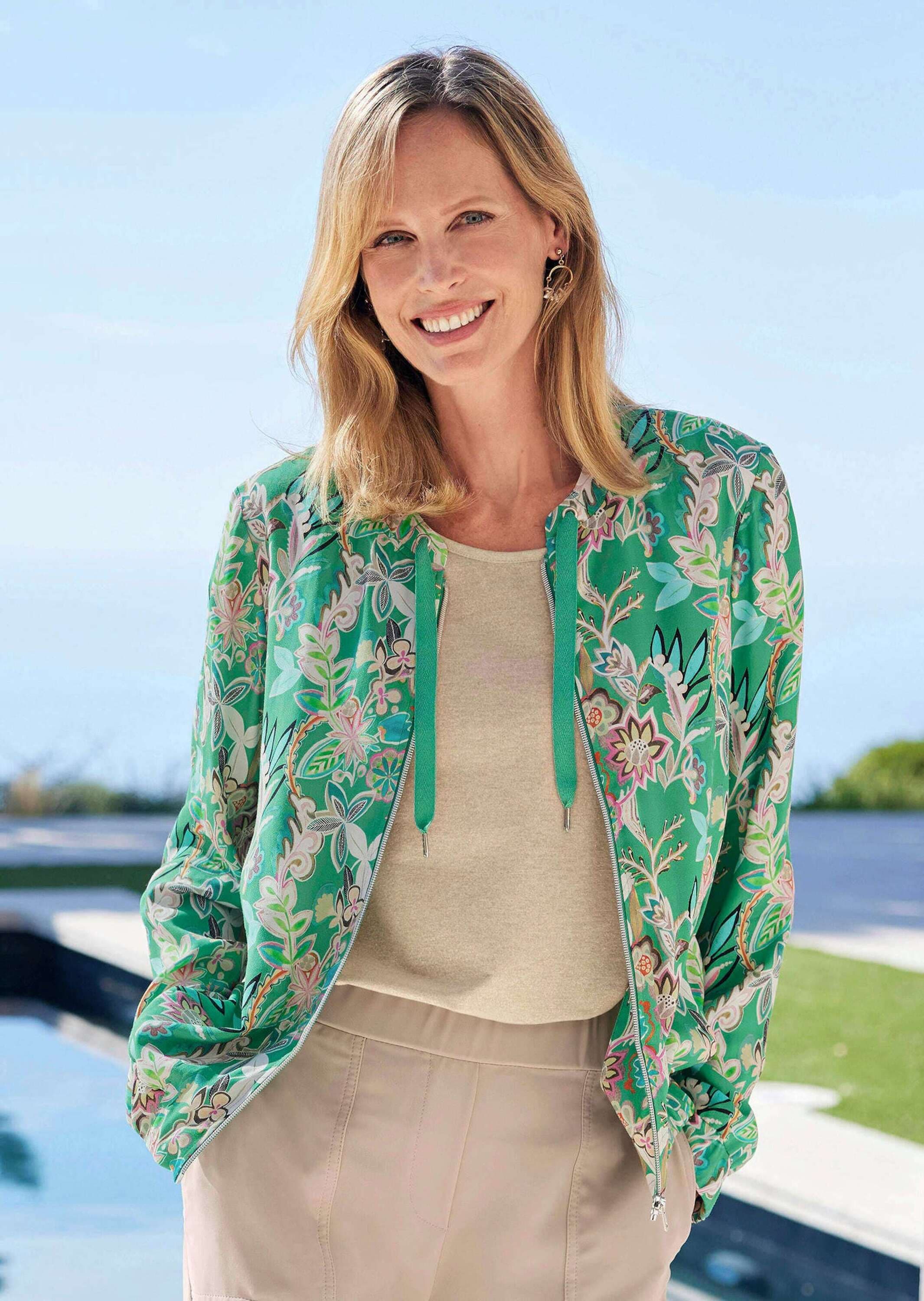 GOLDNER Kurzjacke »Floraler Damenblouson mit Reißverschluss«