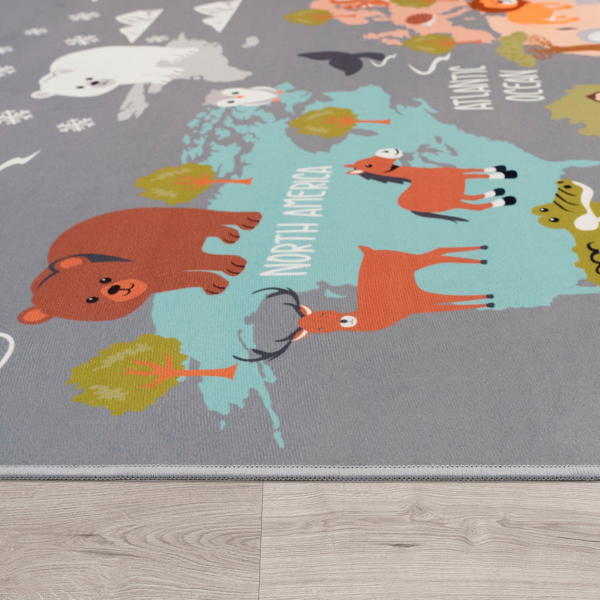 »Bino BAUR Tiere, Kinderteppich 581«, Spielteppich, kaufen & Home rechteckig, Kinderzimmer | Paco Weltkarte Motiv
