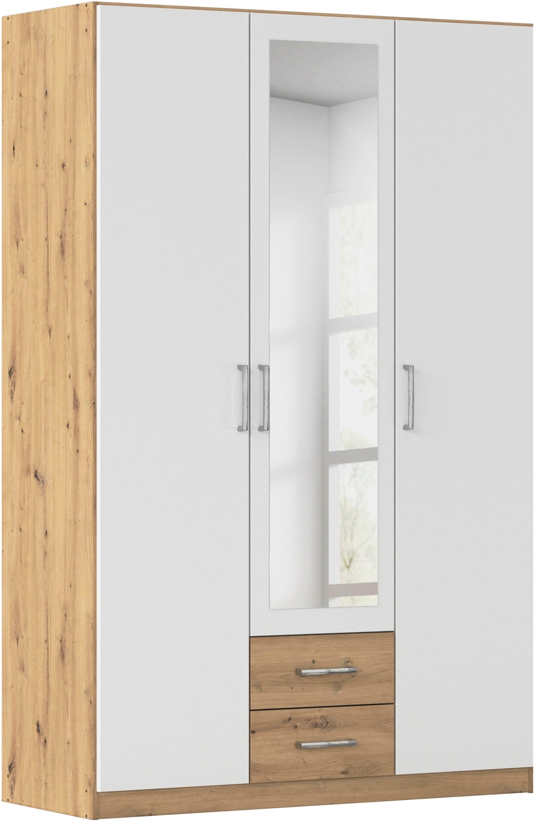rauch Kleiderschrank "Schrank Garderobe Ankleide GAMMA Breiten 91/136/181/226/271/315/360 cm" in 3 Ausstattungen BASIC/CLASSIC/PREMIUM (inkl. SOFT-CLOSE-Funktion), verschiedene Griff-Varianten, mit Spiegel TOPSELLER MADE IN GERMANY