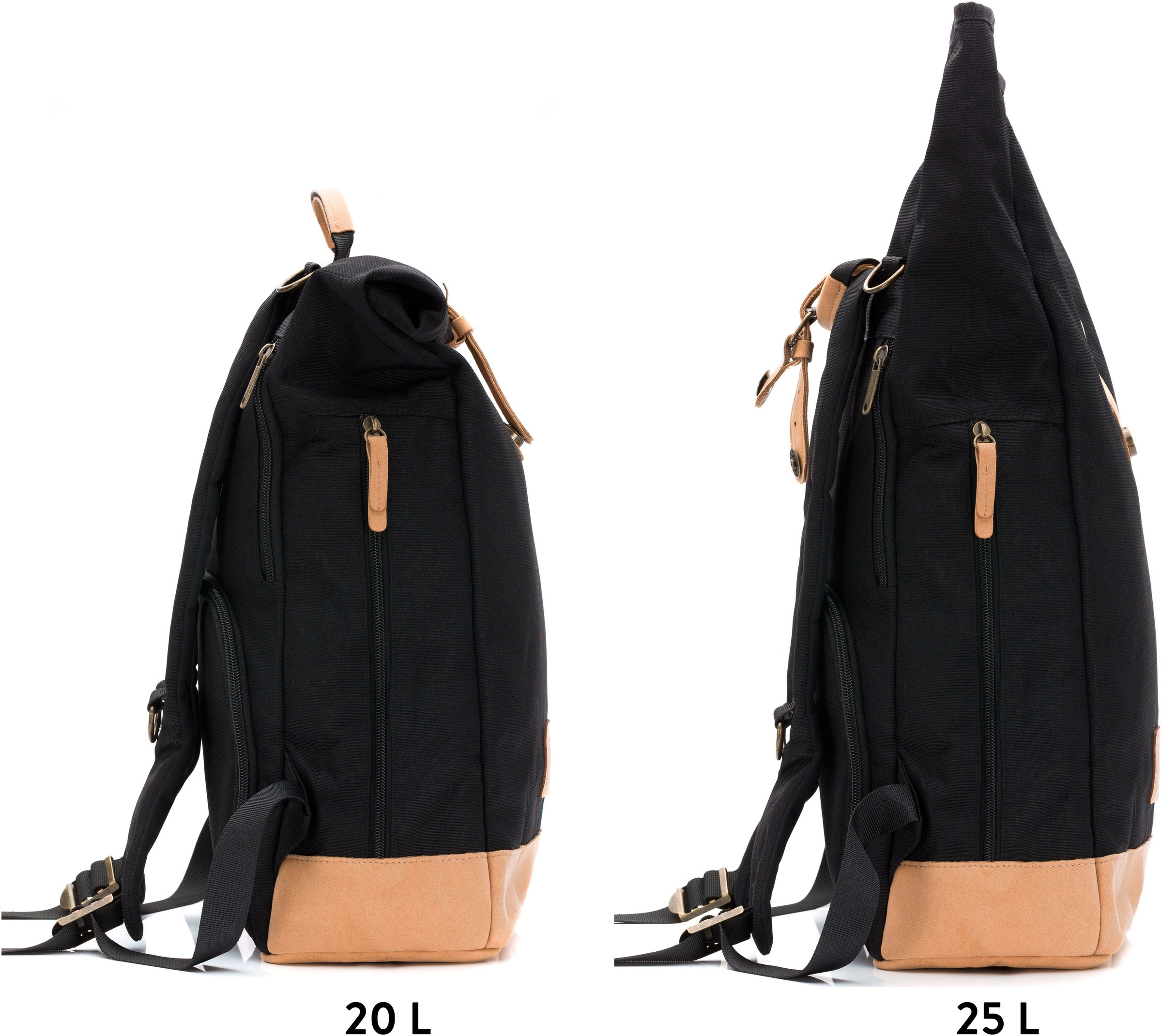 Fillikid Wickelrucksack »Rolltop Berlin schwarz« Reflektoren inkl. Wickeltunterlage