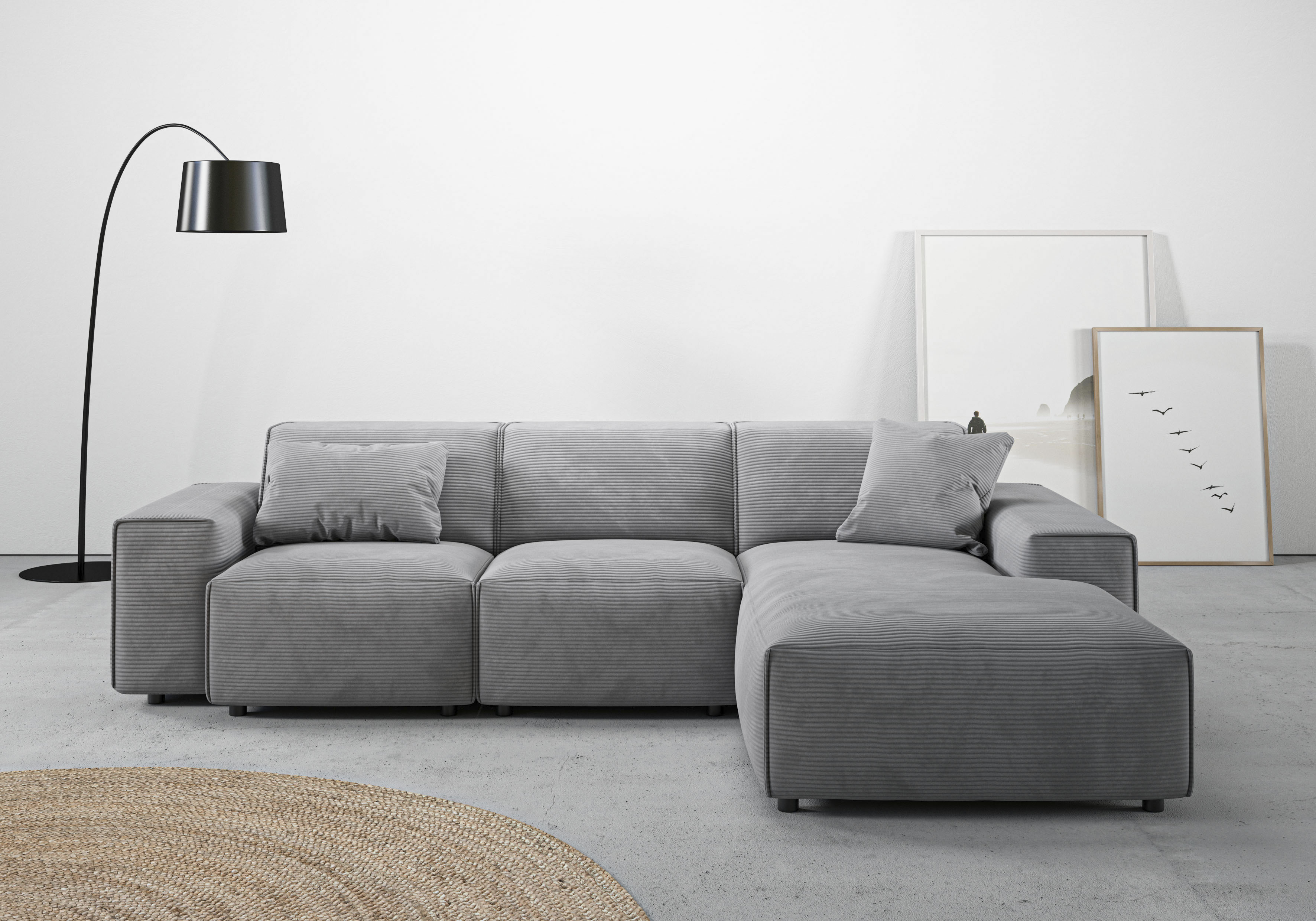 Home affaire Ecksofa "Glimminge L-Form auch in Breitcord, Feincord + Easy care-Bezug," Breite 264, Zierkissen