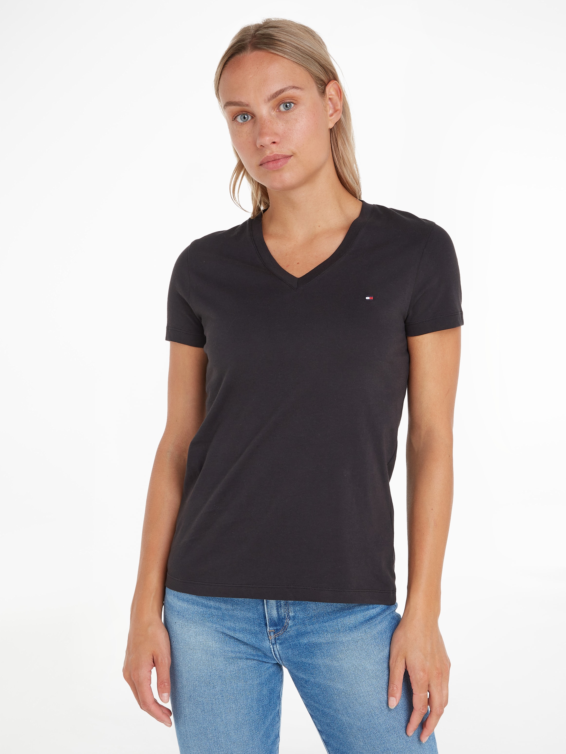 Tommy Hilfiger T-Shirt "HERITAGE V-NK TEE", mit Tommy Hilfiger Logo-Flag au günstig online kaufen