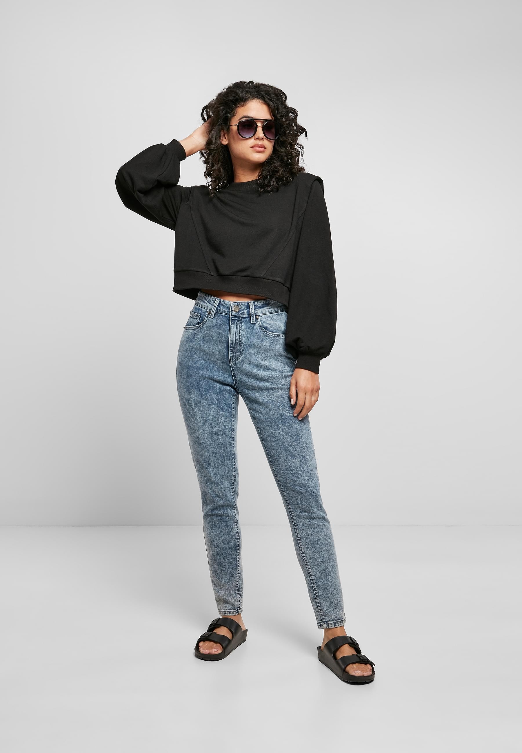 URBAN CLASSICS Sweatshirt »Urban Classics Damen Ladies Padded Shoulder Modal Terry Crewneck«, (1 tlg.)