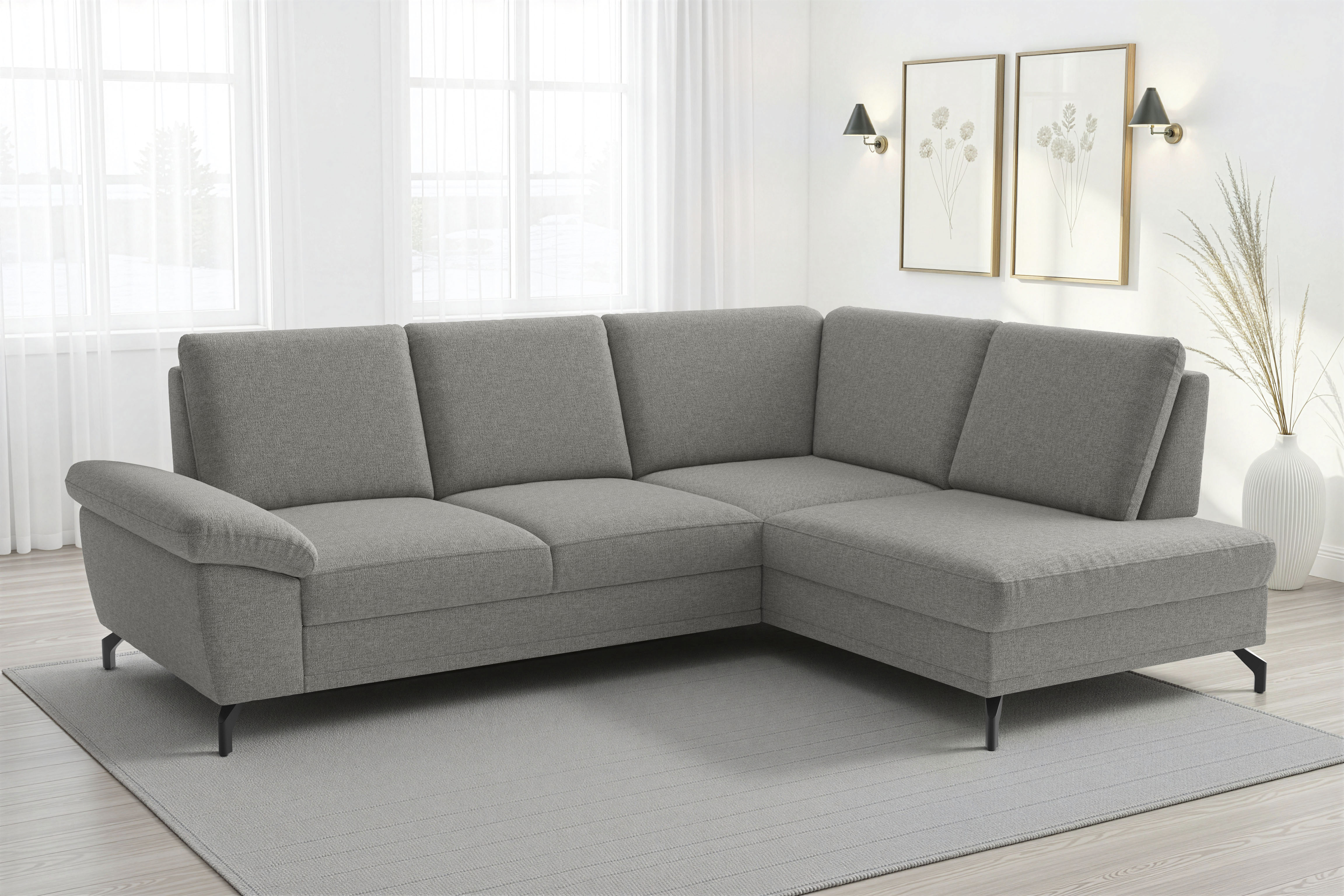 sit&more Ecksofa "Chelsea L-Form, B: 249 cm, Armteil- & Sitztiefenverstellung" Couch optional mit Schlaffunktion und Bettkasten, Sitzhöhe 45 cm