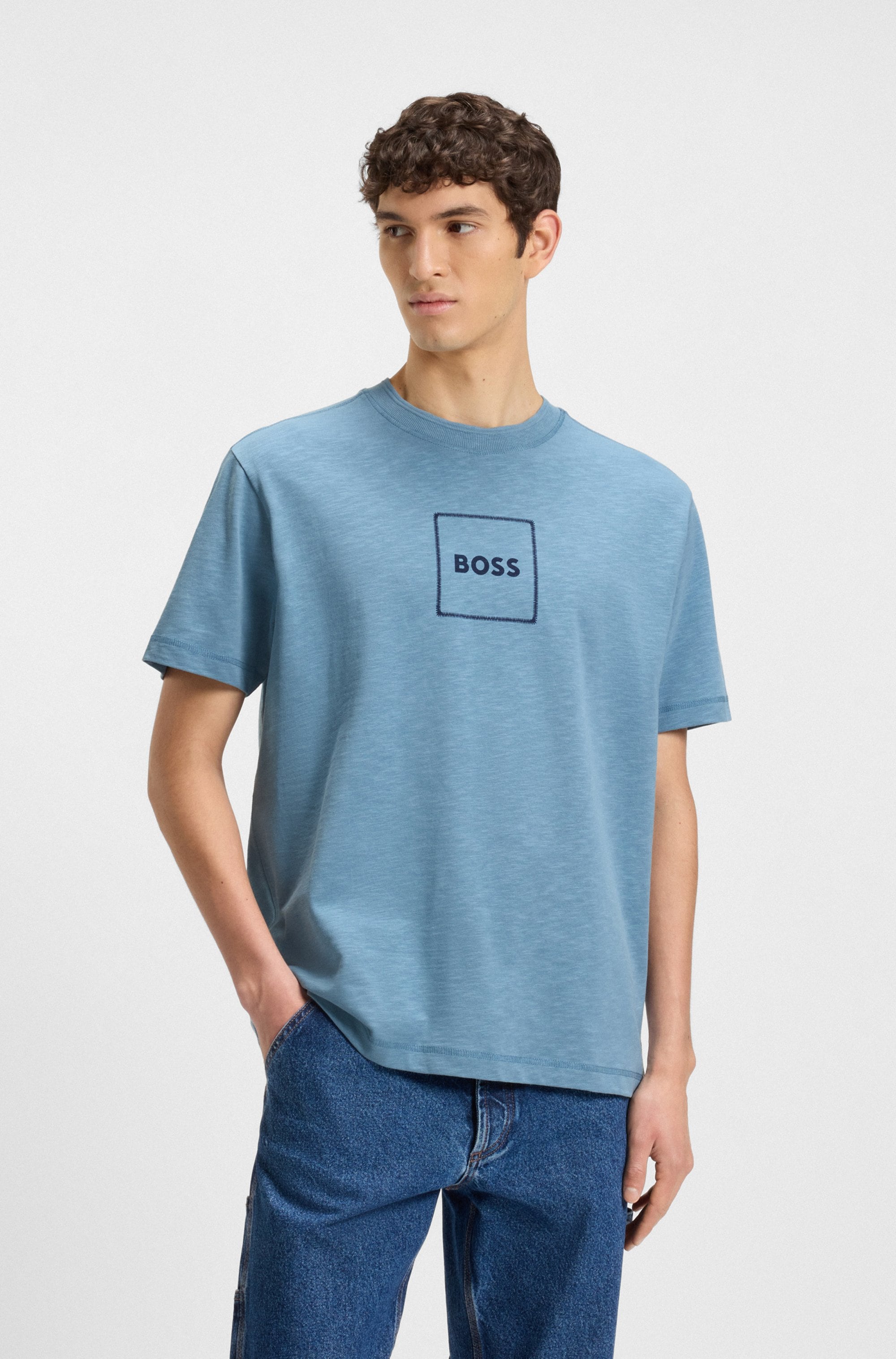 BOSS ORANGE T-Shirt "Te linenlogo", mit BOSS Schriftzug günstig online kaufen