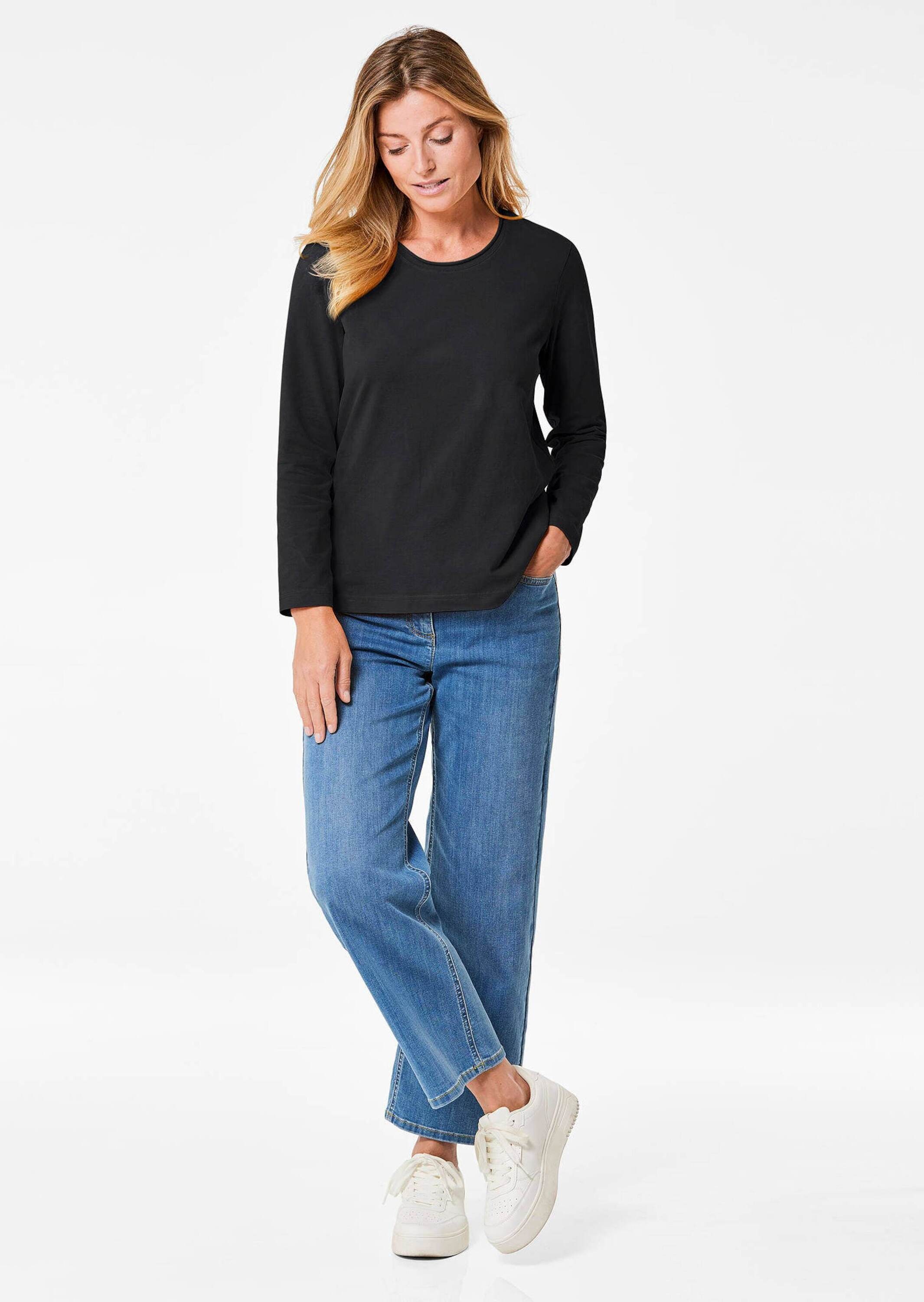 GOLDNER Longpullover "Kurzgröße T-Shirt mit Rundhals" günstig online kaufen