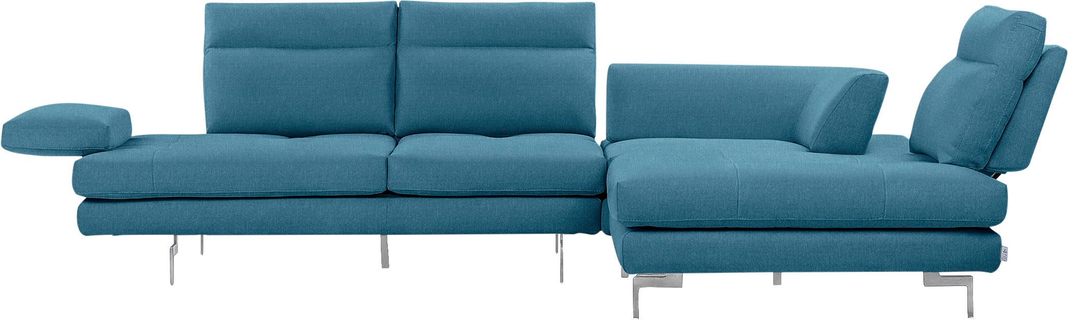 CALIA ITALIA Ecksofa »Toby Wing, L-Form, Designsofa mit sensationellem Sitzkomfort«, Sitztiefenverstell.,wahlw. mit Kissen-Set, Füße chrom glänzend