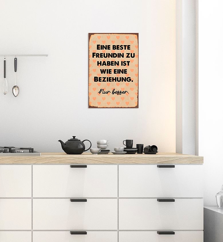 queence Metallbild "Beste Freunde", Schriftzüge-Herzen-Herzbilder, (1 St.), günstig online kaufen