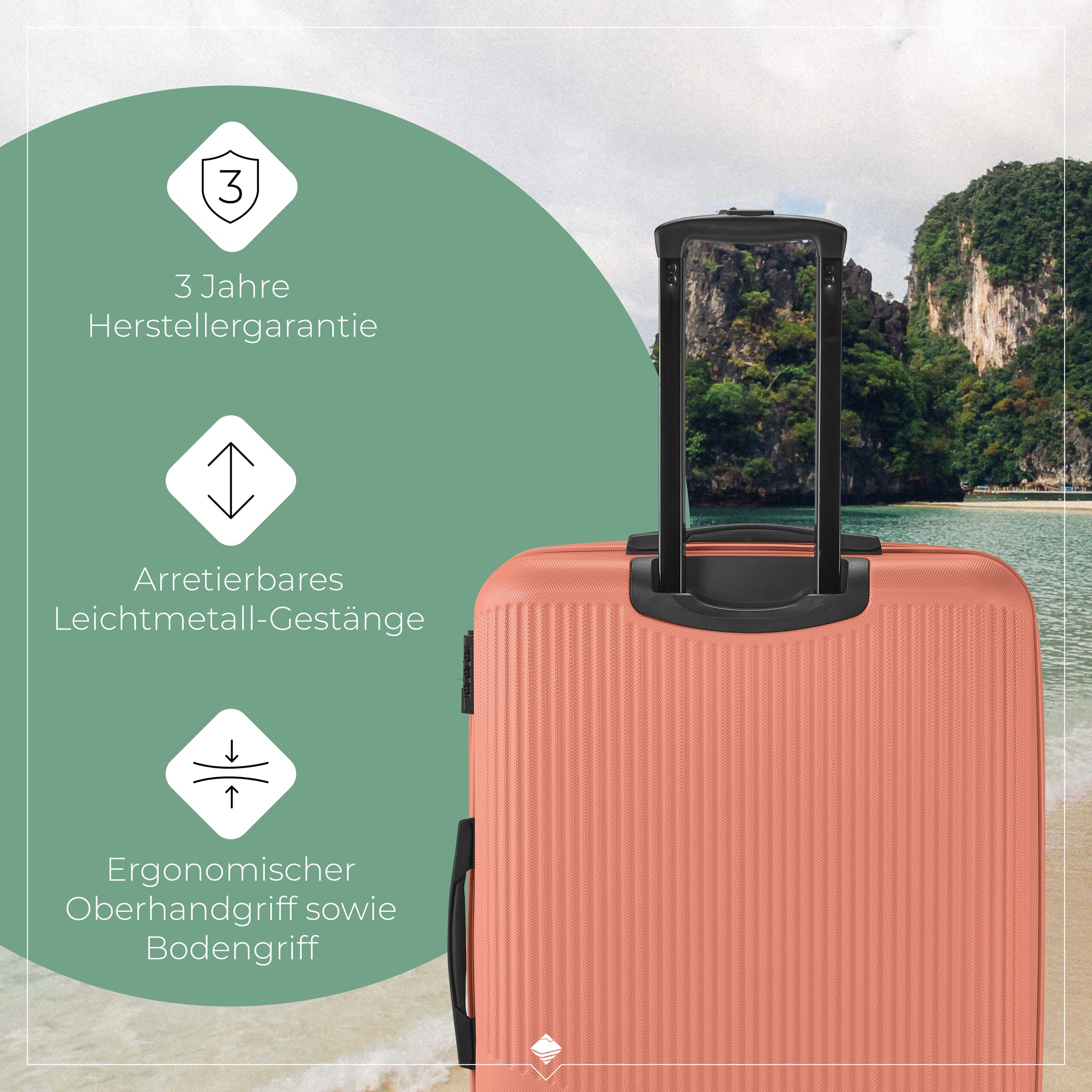 travelite Trolleyset »BALI 4w L/M/S«, (Set, 3 tlg., Hartschalen Trolley Set), Kofferset Reisegepäck Reisekoffer Hartschallenkoffer TSA Schloss