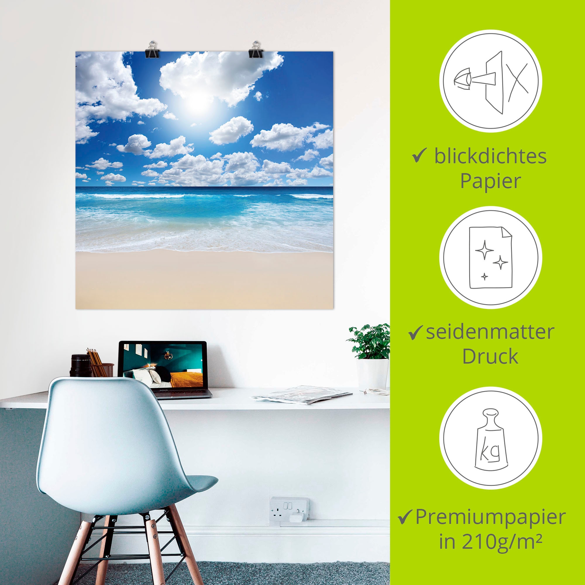 Artland Wandbild »Großartige Strandlandschaft«, Strand, (1 St.), als Leinwandbild, Poster, Wandaufkleber in verschied. Größen