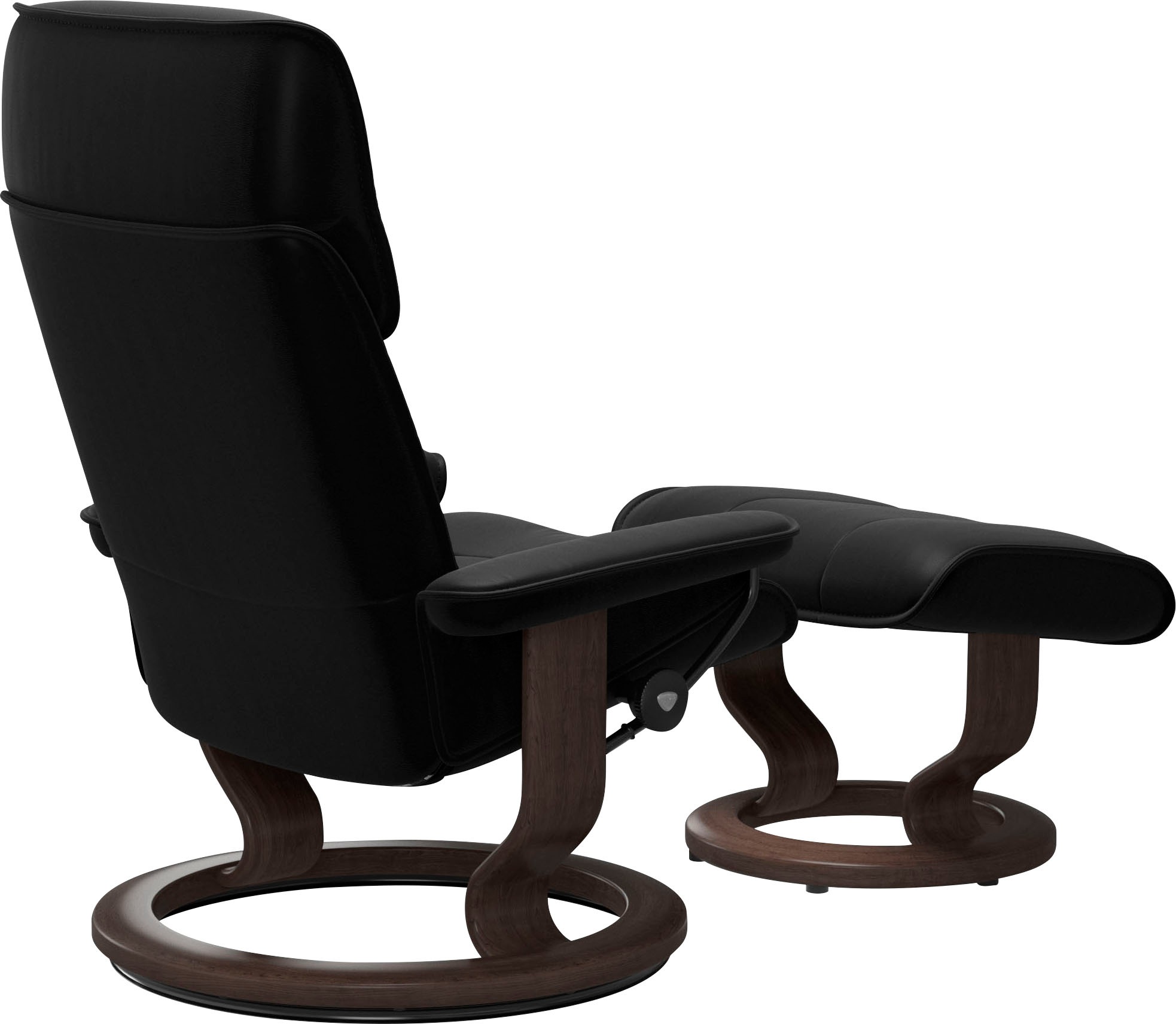 Fußhocker STRESSLESS "Admiral", schwarz (schwarz batick), B:55cm H:38cm T:39cm, Leder BATICK: BATICK ist ein leicht korrigiertes, durchgefärbtes und genarbtes Möbelleder, bei dem die meisten Unebenheiten und Spuren in der Regel entfernt wurden., Hocker, F 3