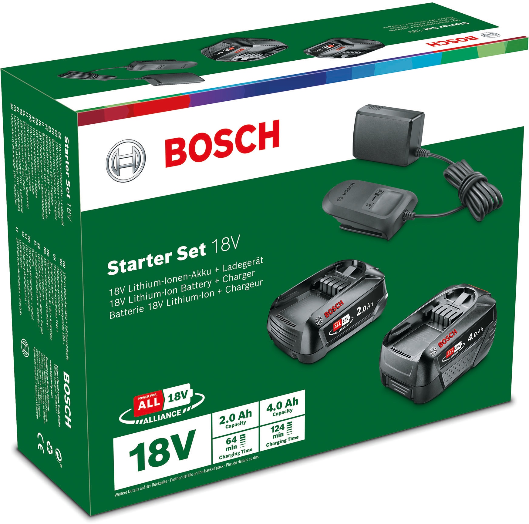 Bosch per | 1 18,0 Akku BAUR Starter-Set, aus und Rechnung Garden & Ladegerät 2 Home Akkus bestehend V,