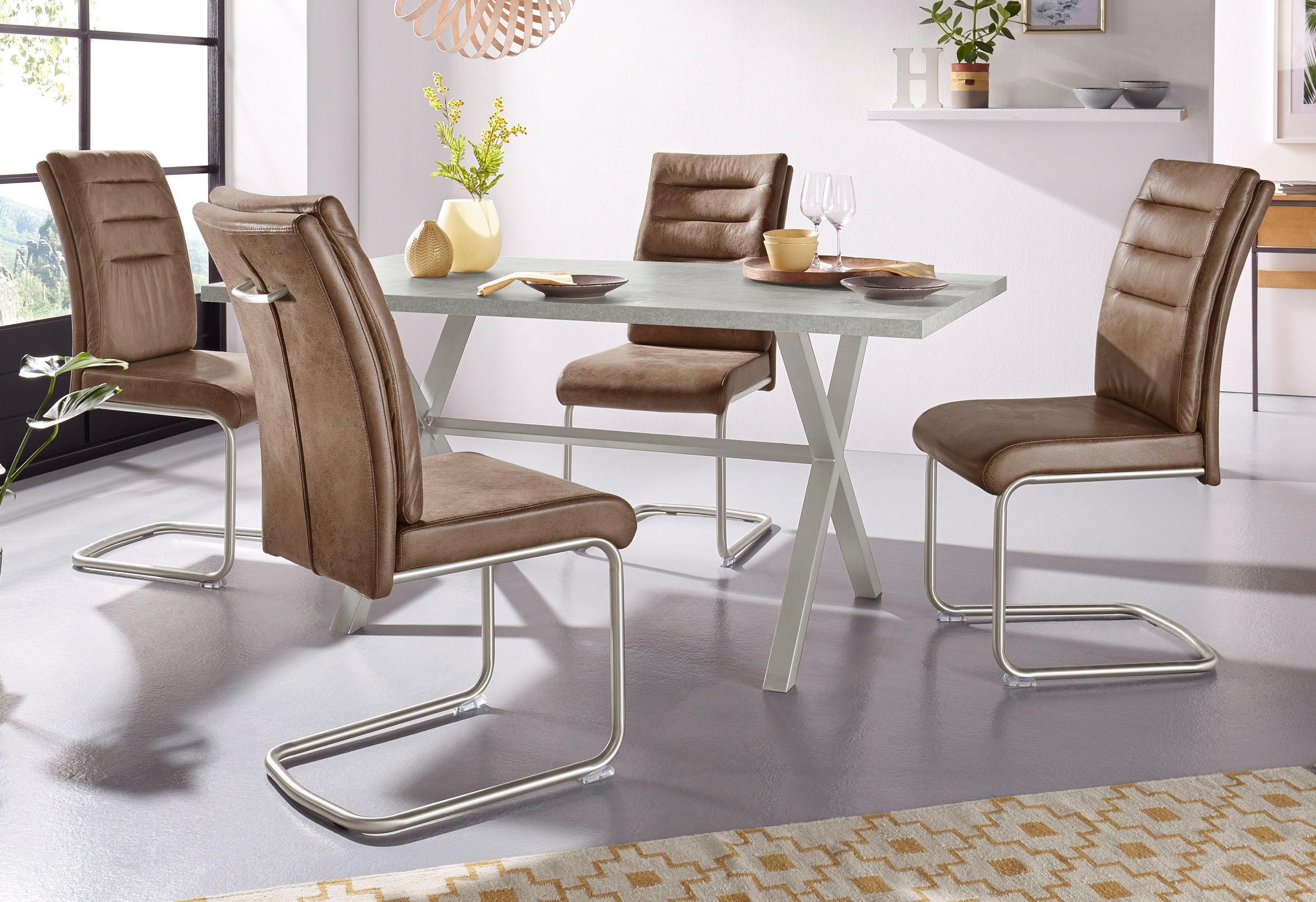 HELA Esszimmerstuhl "Paula Freischwinger" (Set) 4 Stk.mit Echtedelstahlgest günstig online kaufen