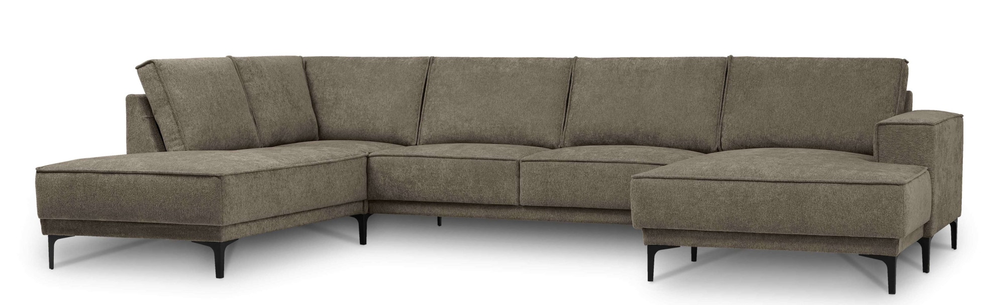 Places of Style Wohnlandschaft »XXL Sofa Oland, Struktur, Flachgewebe, Luxus-Microfaser, Boucle«, U-Form, 345 cm, Wellenunterfederung, Skandi-Design, Metallfüße