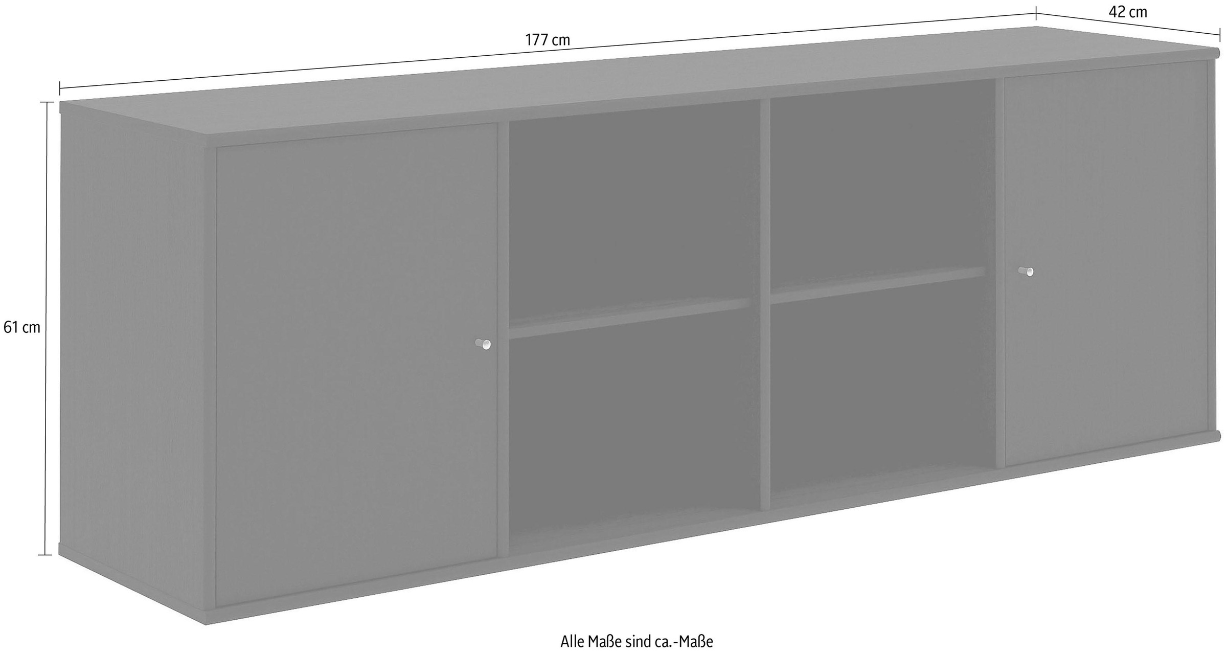 Hammel Furniture Sideboard »Mistral, Hochwertig Schrank, hängend/stehend montierbar«, mit zwei Türen, B: 177 cm, anpassungsbar Designmöbel