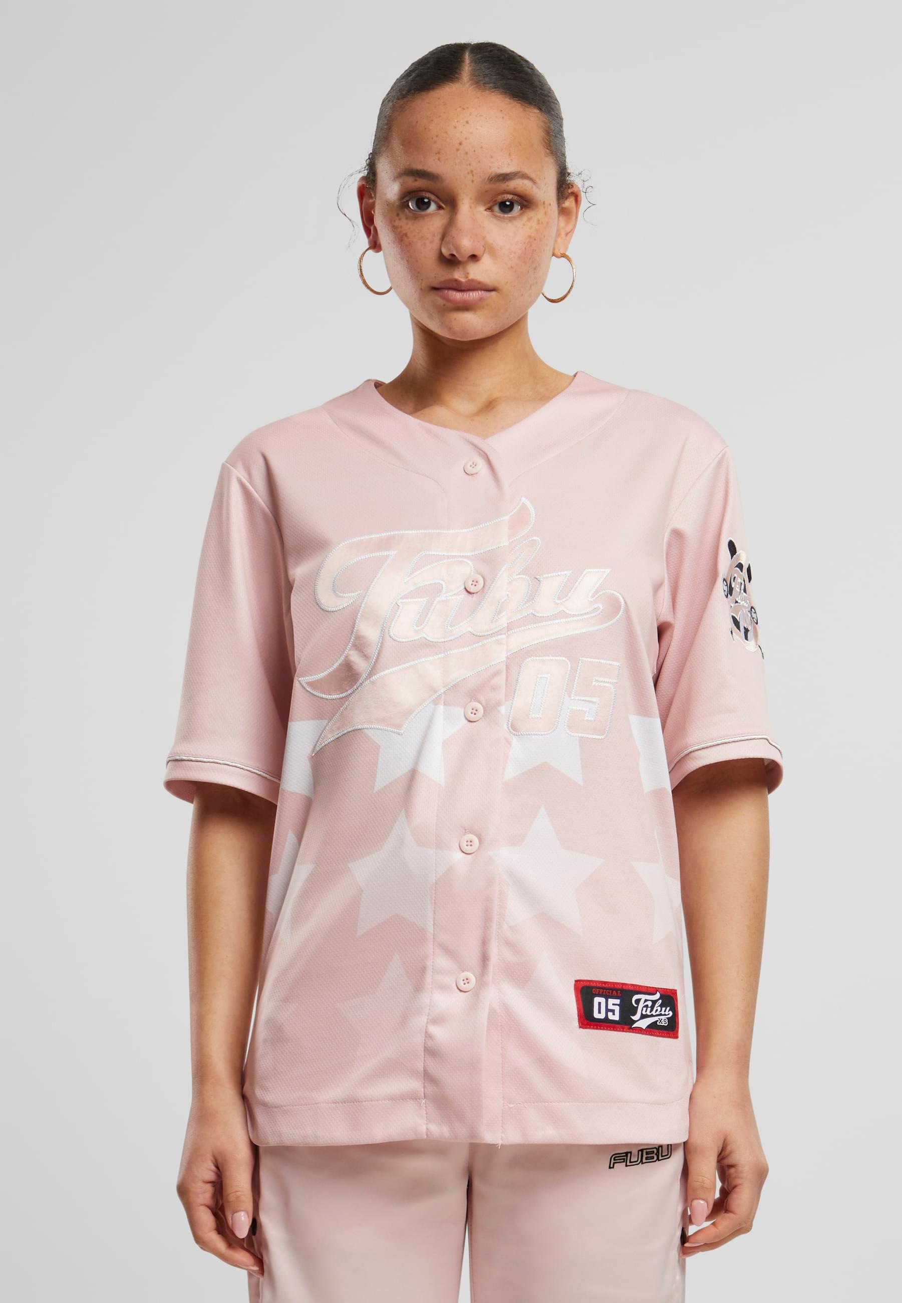 Fubu Karohemd »Fubu Damen FW221-006-1 Fubu Star Baseball Jersey Shirt«, (1 tlg.)