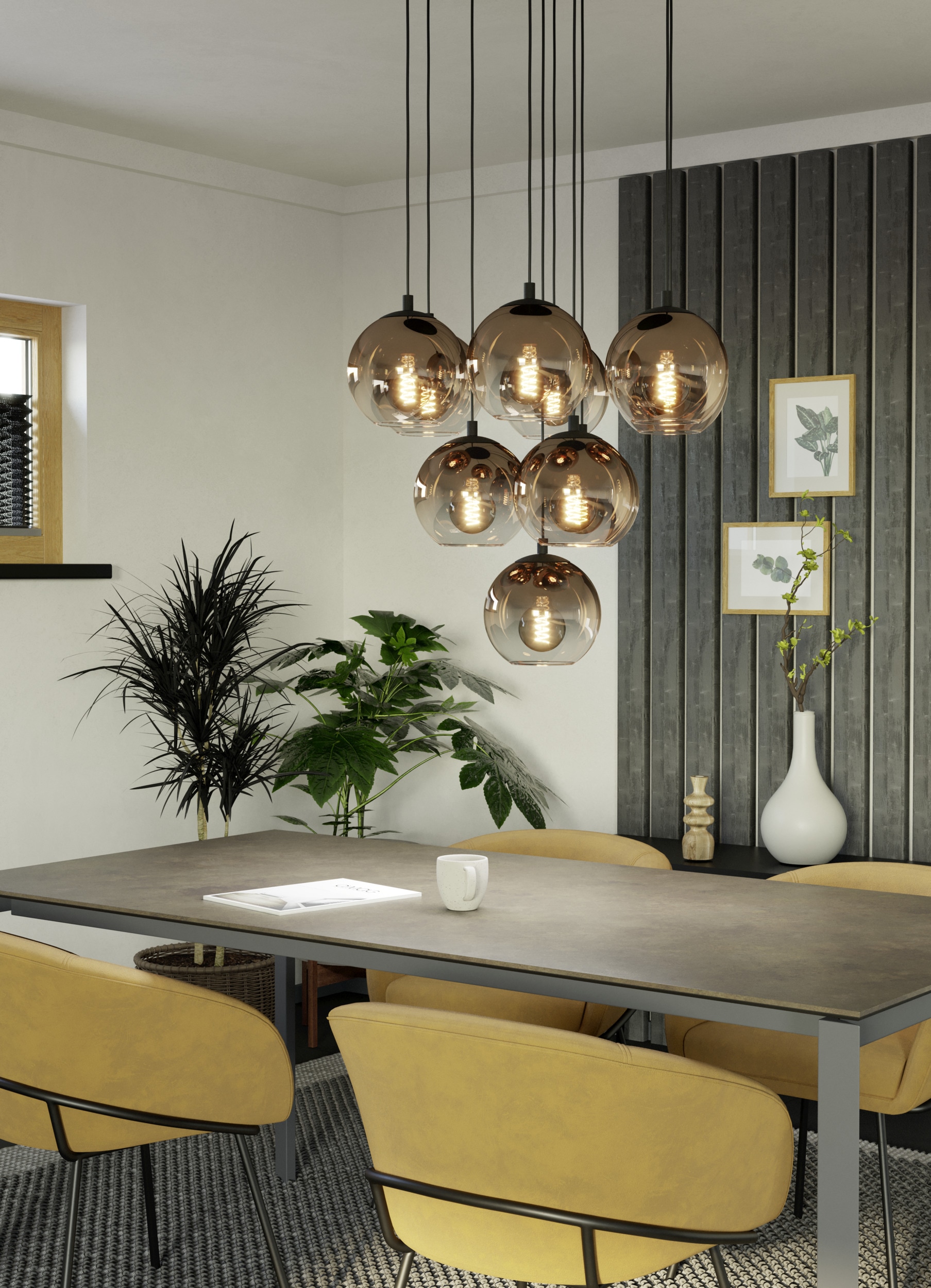 EGLO Hängeleuchte »ARISCANI 1 Pendellampe - Stahl - E27 - 10X60W - IP20« E27 1 Stk. Hängelampe, Deckenlampe, Wohnzimmer, Esszimmer, H110 x Ø64,5 cm