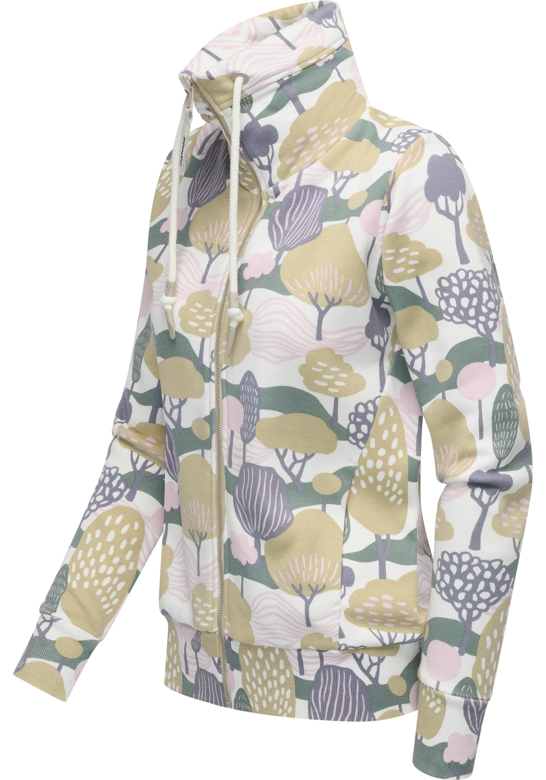 Ragwear Sweatjacke »Ronette Print« Zip-Jacke mit Allover-Print und hohem Kragen