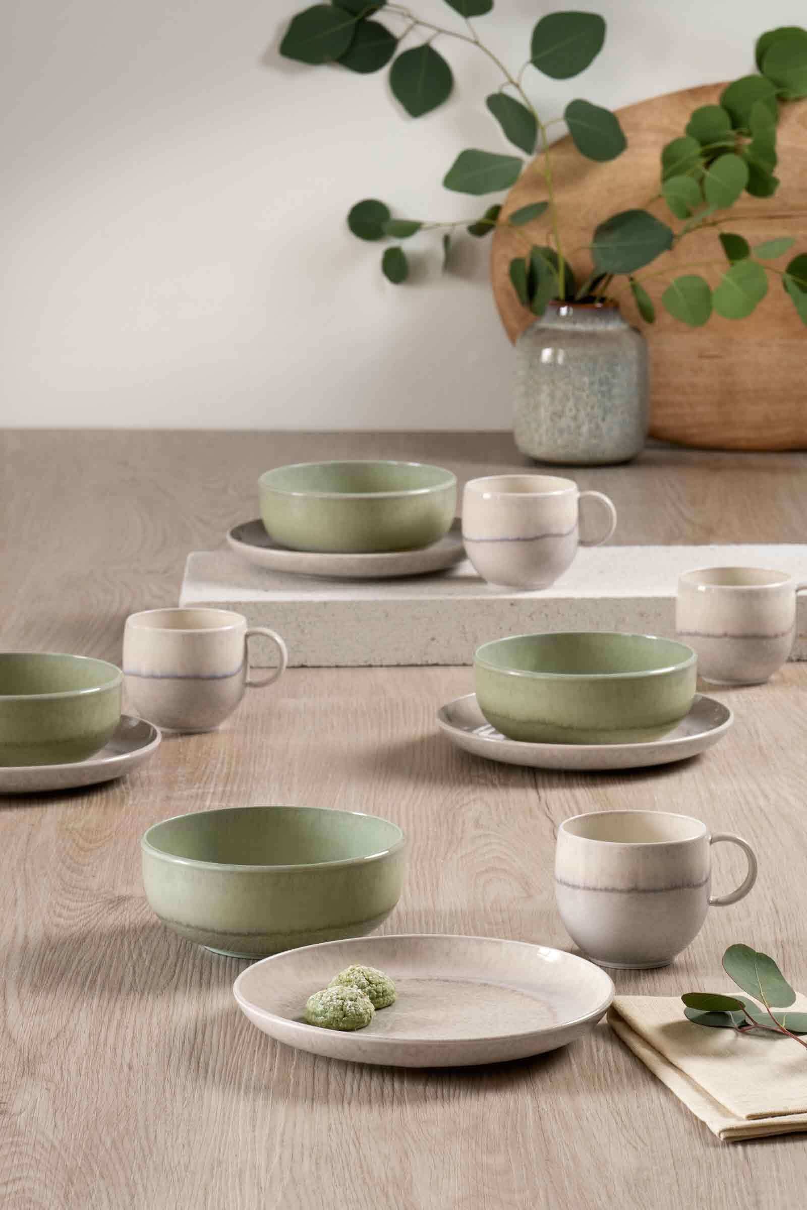 like. by Villeroy & Boch Schale »Müslischalen Perlemor Sand ø 14,9 cm 4er Set grün« 4 Spülmaschinenfest, Mikrowellensicher