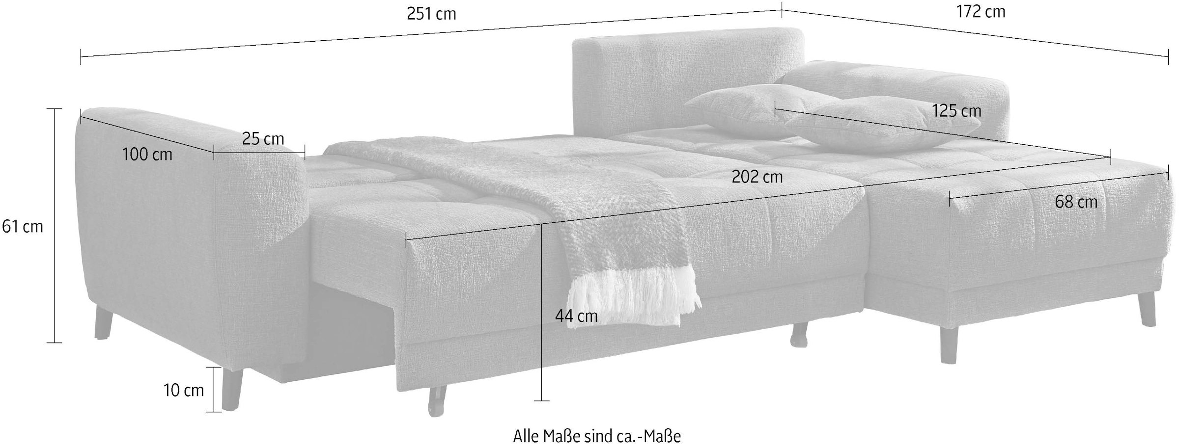 Jockenhöfer Gruppe Ecksofa »Beverly, inklusive Bettfunktion«, Stauraum / Bettkasten, Ottmane links oder rechts montierbar