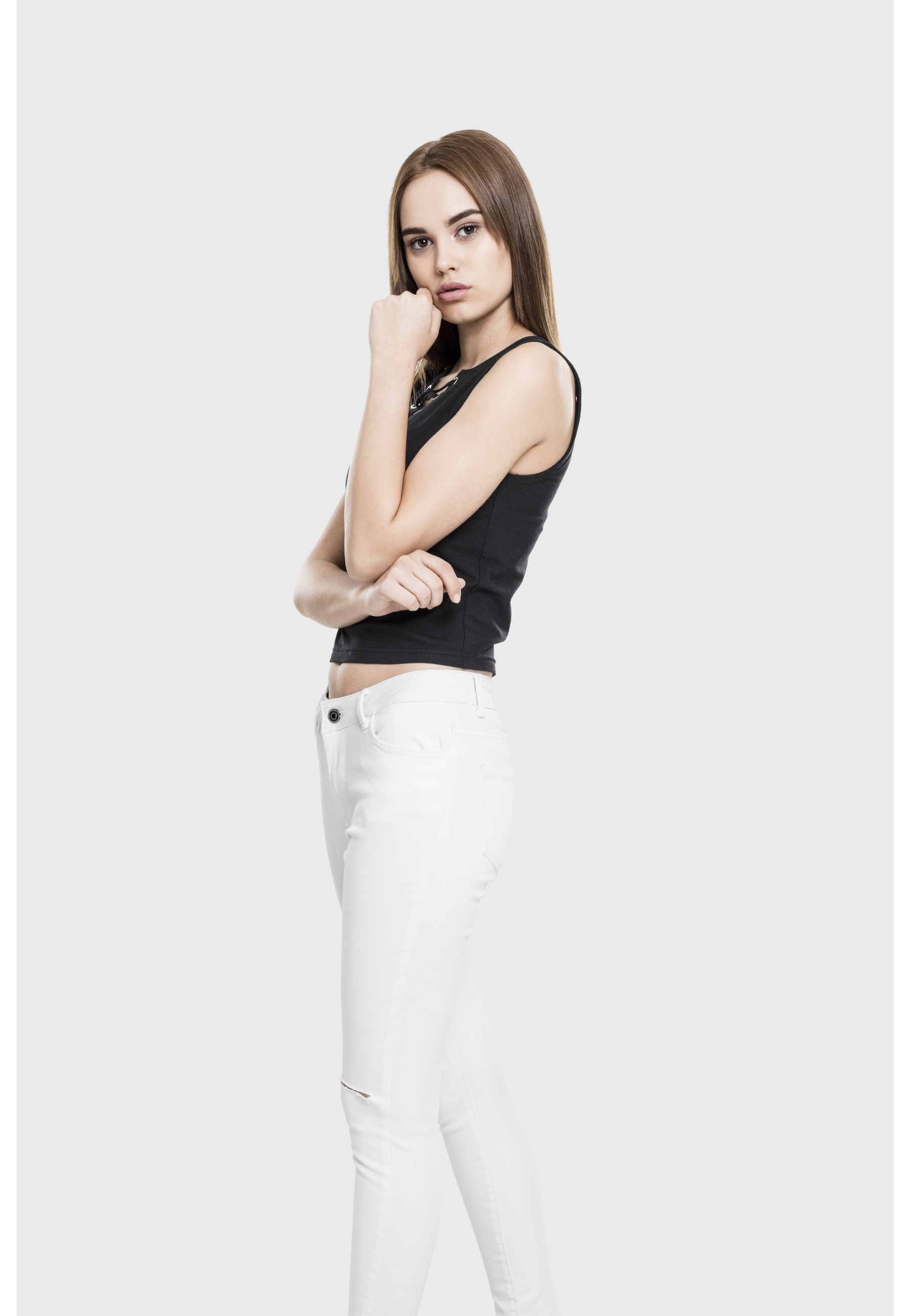 URBAN CLASSICS Yoga & Relax Shirt »Urban Classics Damen Ladies Lace Up Cropped Top« 1 Stk.