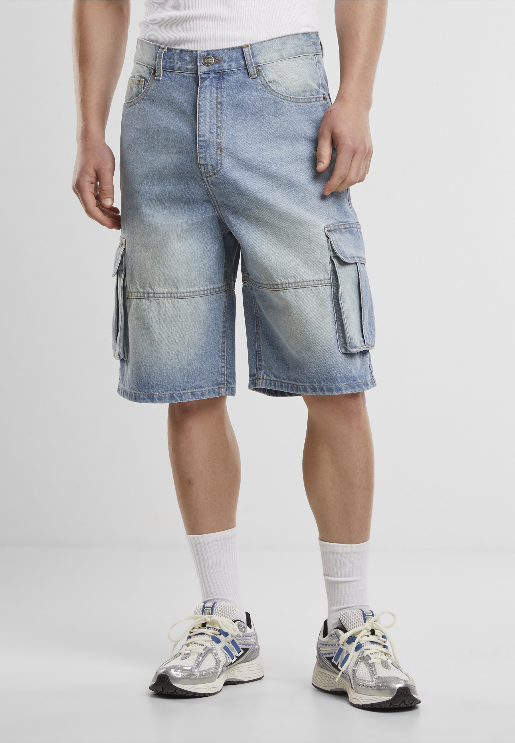 Urban Classics Short En Jean Relaxed Cargo New Light Blue Dirty Washed 36 Homme 2