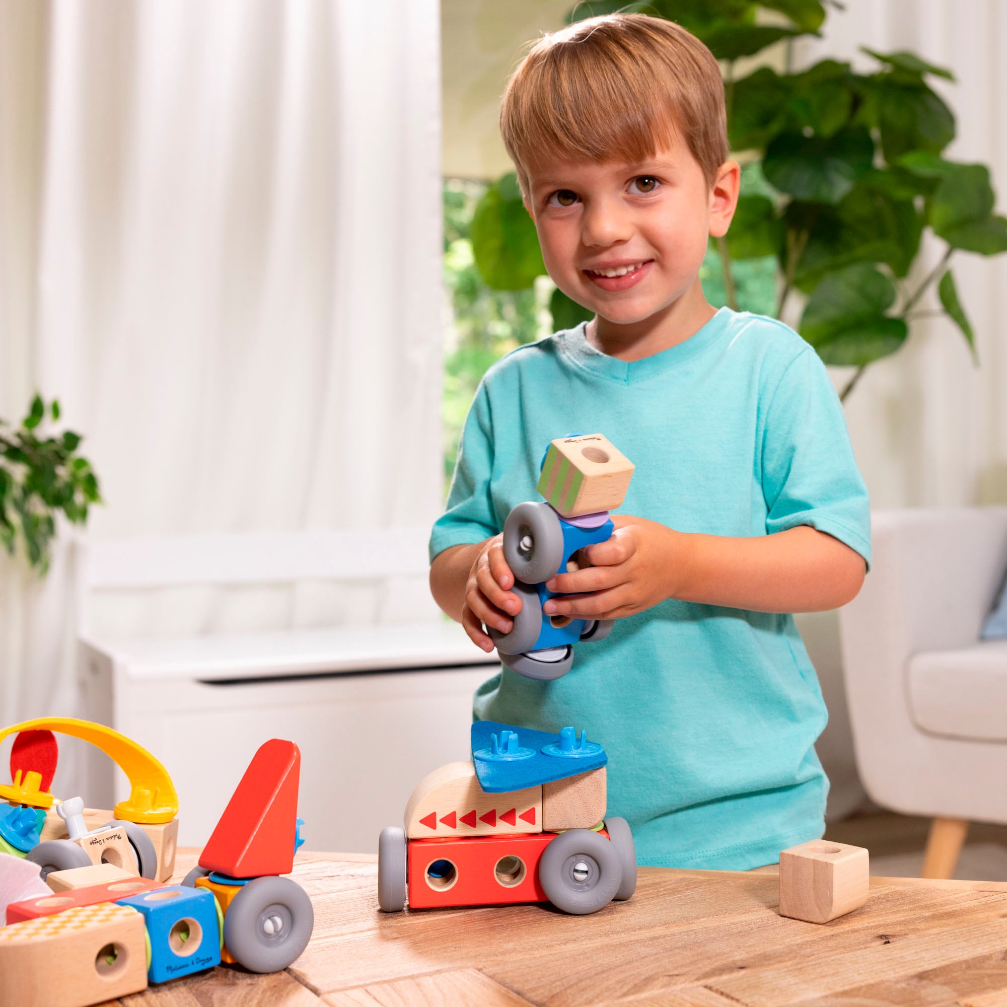 Spin Master Spielbausteine »Melissa & Doug Blockables Fahrzeuge«, (54 St.)