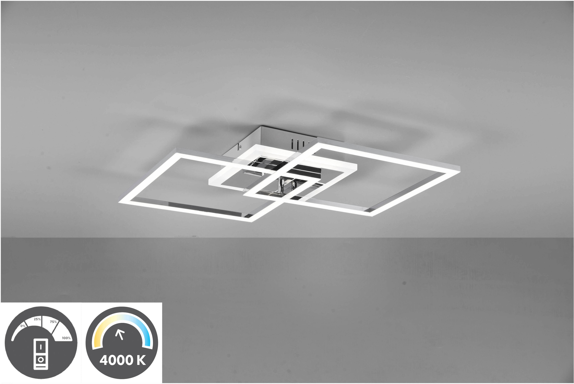 TRIO Leuchten LED Deckenleuchte »Venida«, 4000K, dimmbar, 1 25W, cm Lumen 3000 neutralweiß flammig-flammig, | BAUR 35x57 Memoryfunktion