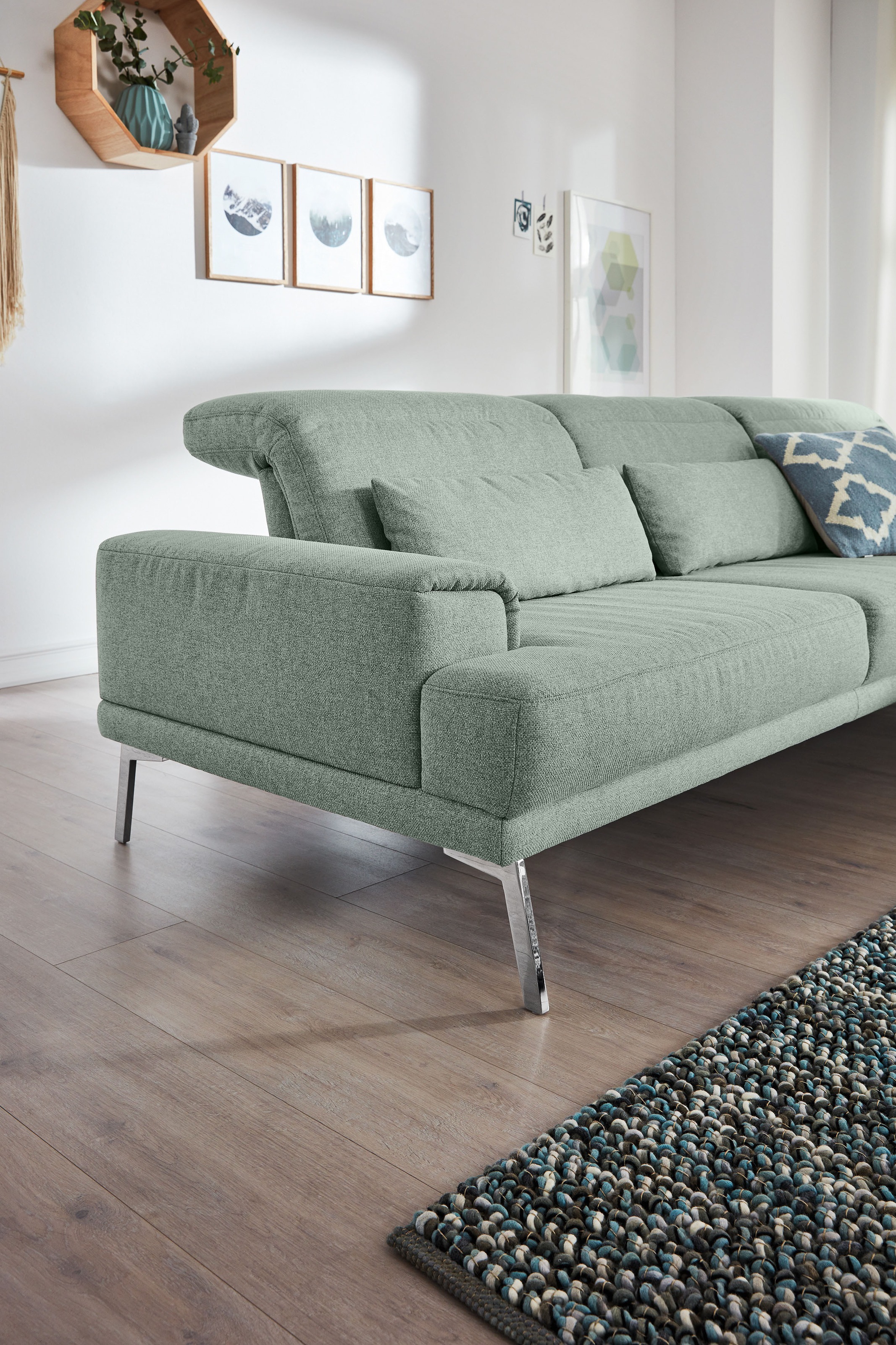 Musterring Ecksofa »MR 4580«, mit Kopf- und Sitztiefenverstellung, Metallfuß chrom, 288 x 193/220cm
