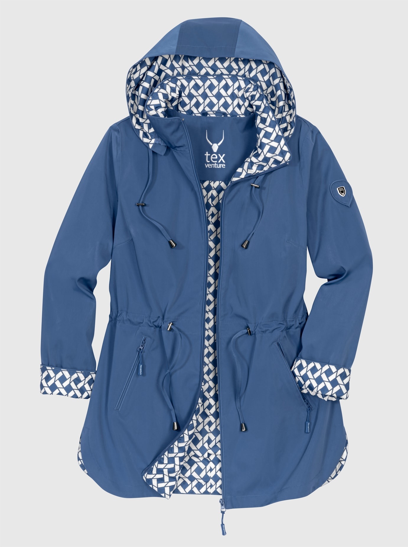 Funktionsjacke CASUAL LOOKS, Damen, Gr. 24, jeansblau, 100% Polyester, unifarben, Jacken Funktionsjacke