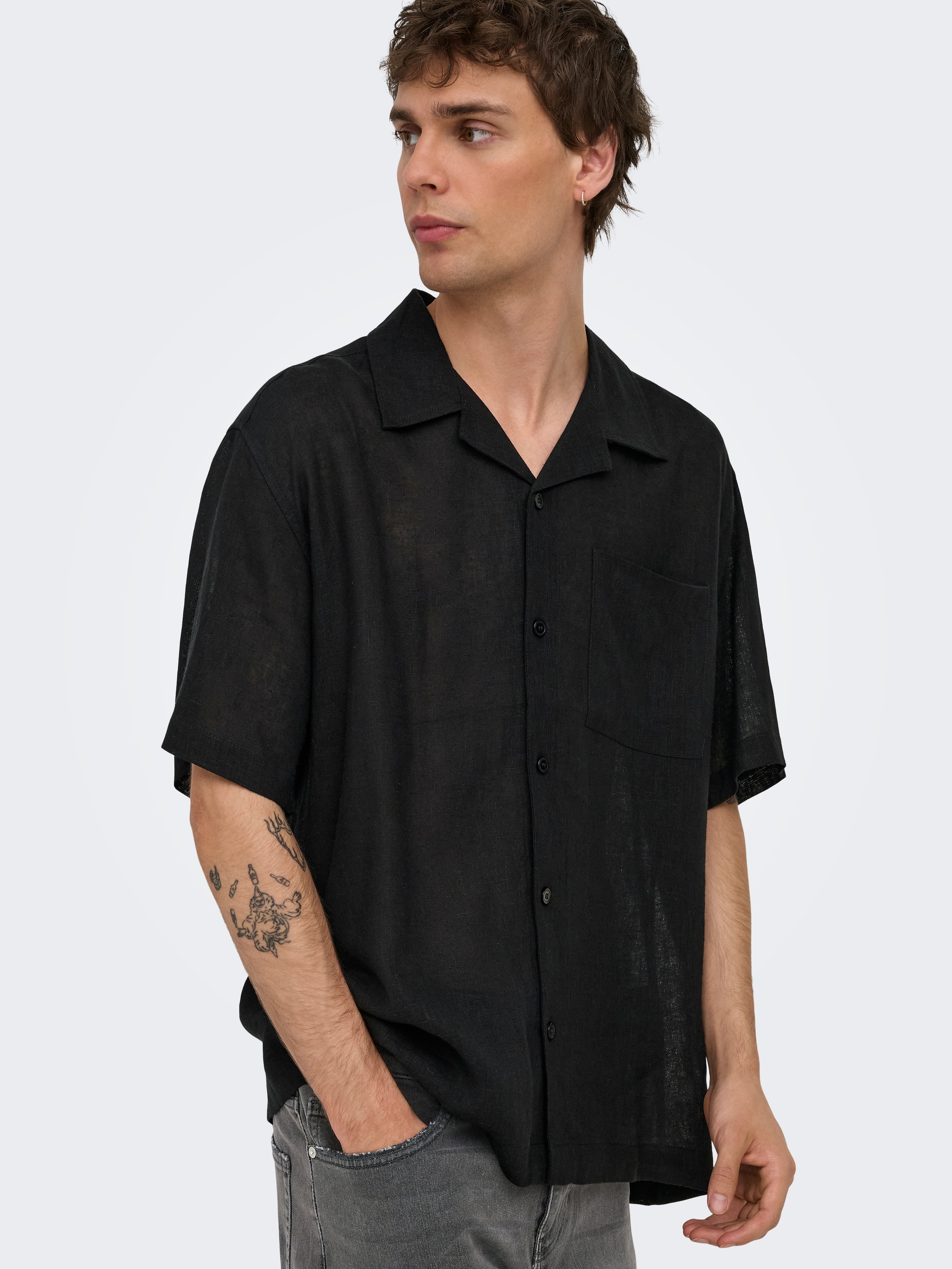 ONLY & SONS Kurzarmhemd »ONSLAURENCE RLX RESOR SS LINENBLEND NOOS«