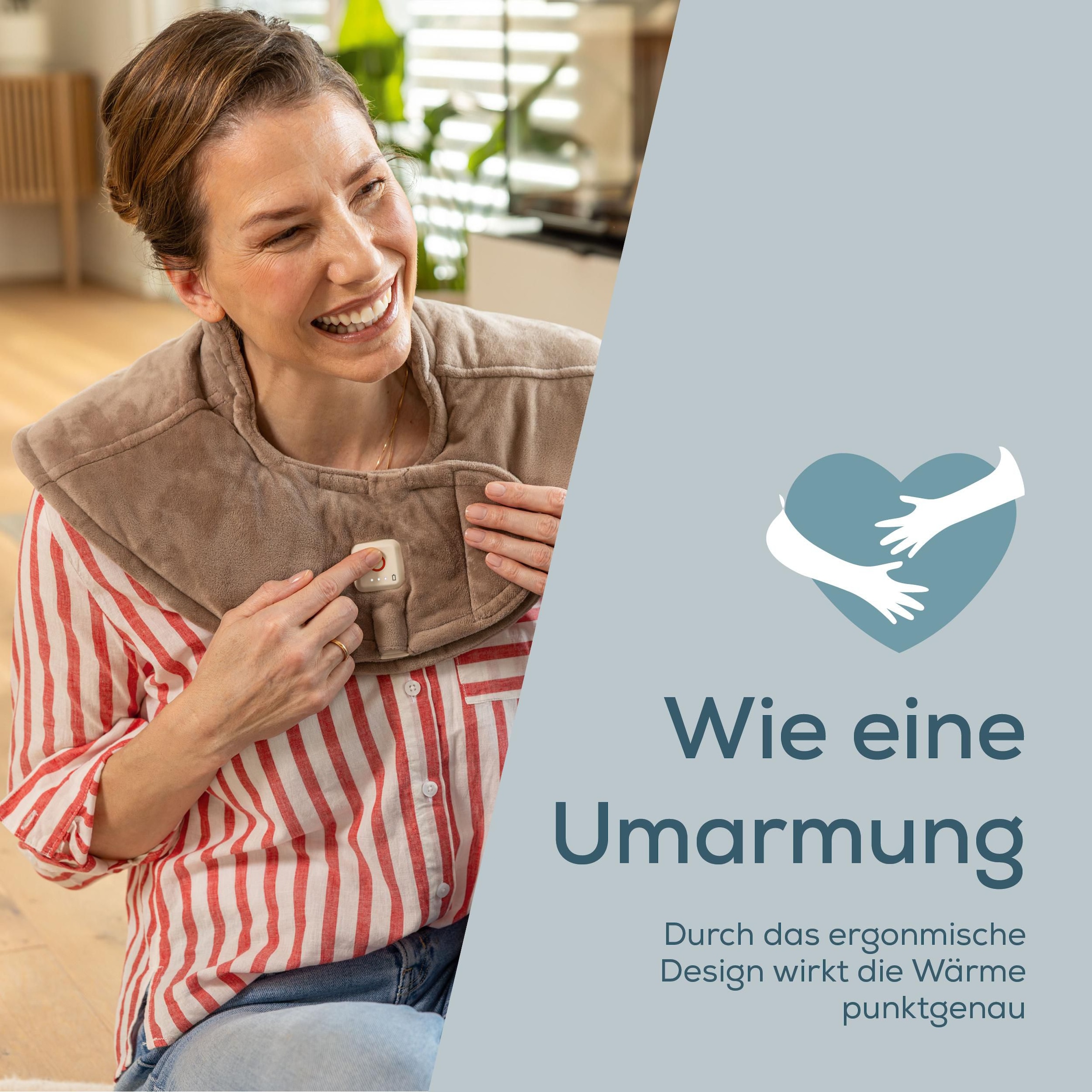 BEURER Schulter-/Nacken-Heizkissen »HK 165 Huggy smokey-taupe aus flauschigem Material« Ergonomisches, kabelloses Schulterheizkissen mit Gewicht