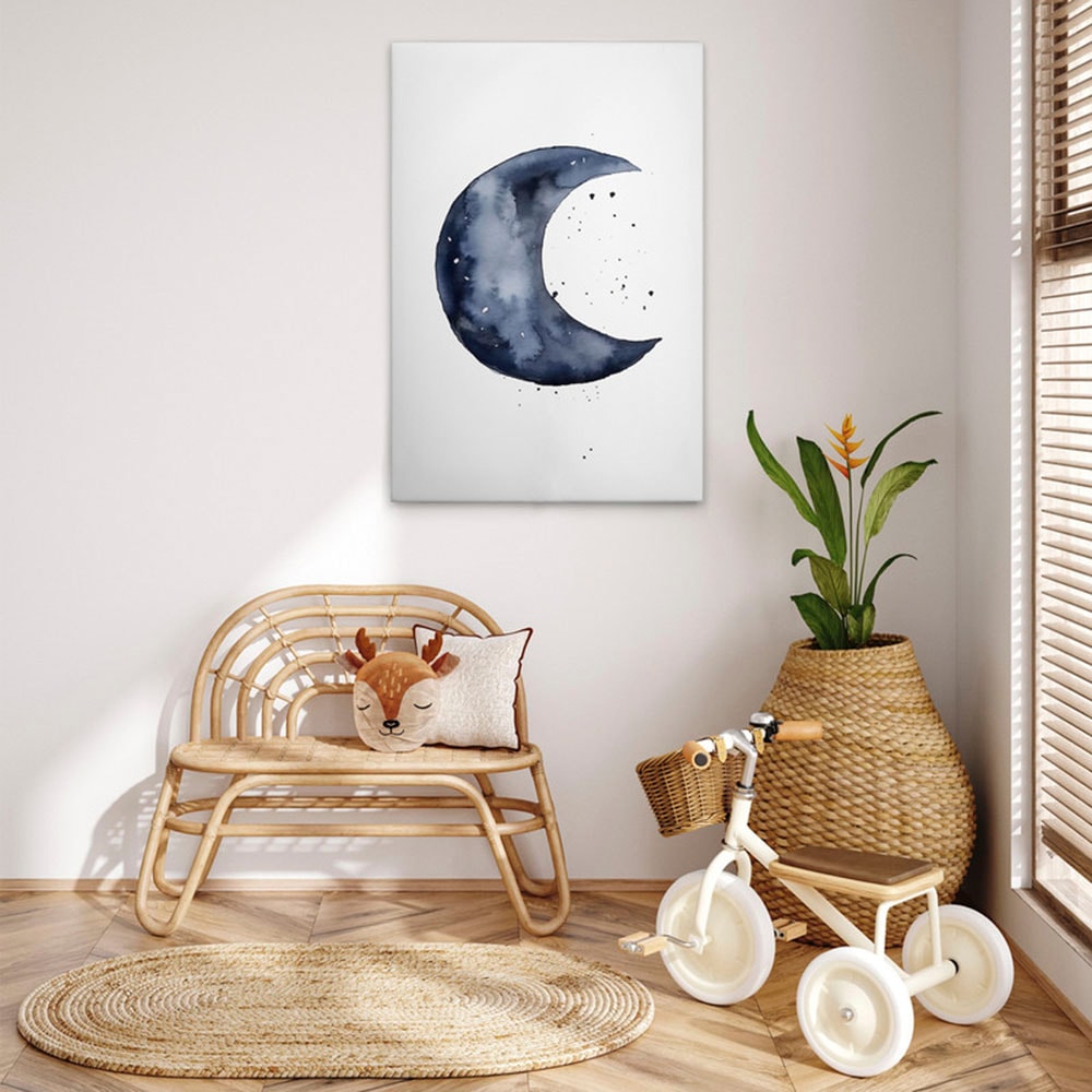 A.S. Création Leinwandbild "Blue Crescent - Wandbild Weiß Blau Keilrahmen K günstig online kaufen