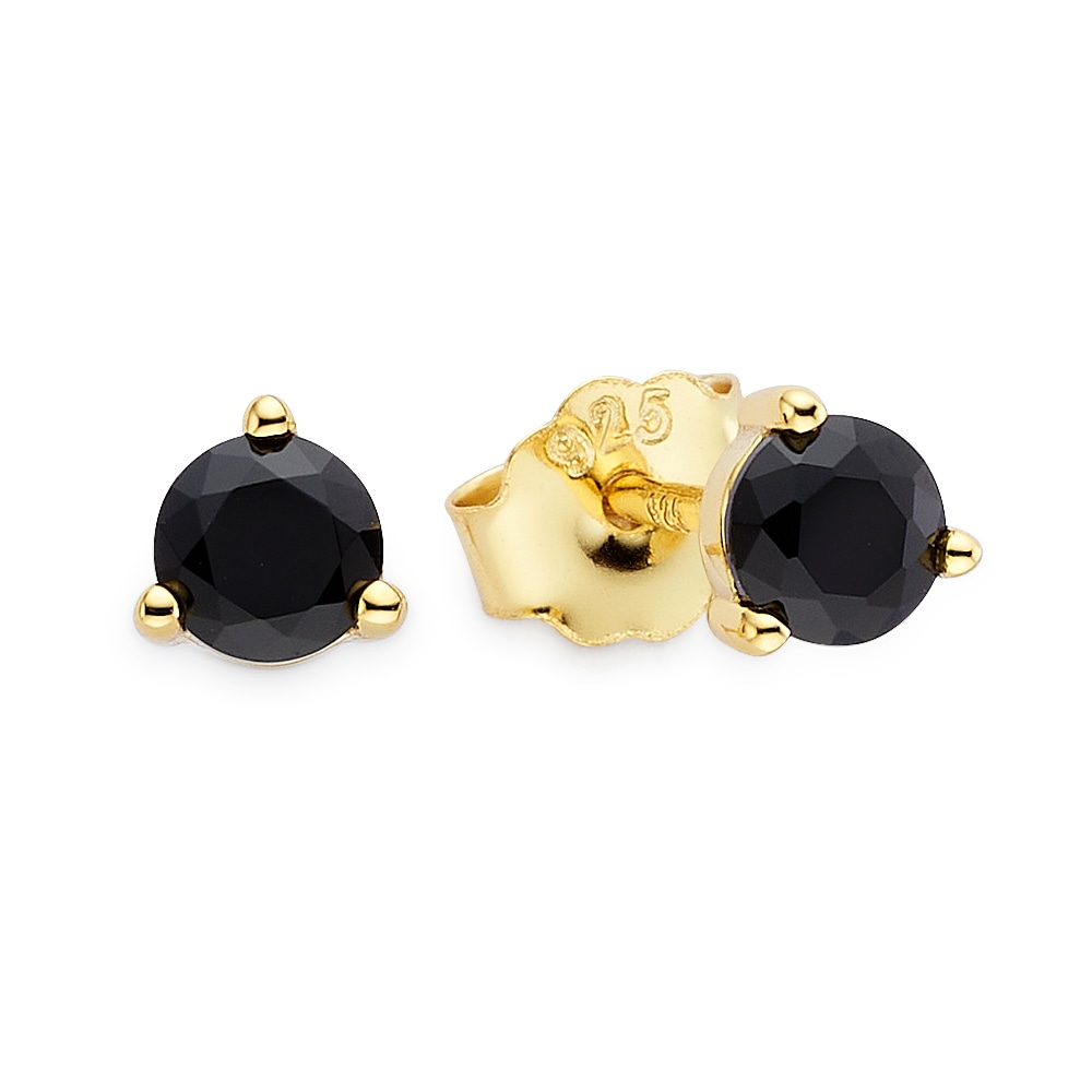 Paar Ohrstecker "Schmuck Geschenk Silberohrstecker", gelbgoldfarben, schwarz, schwarz, ANISTON JEWELRY & WATCHES, Ohrringe, Damen, 4mm, Silber 925 (Sterlingsilber), mit Zirkonia (synth.)