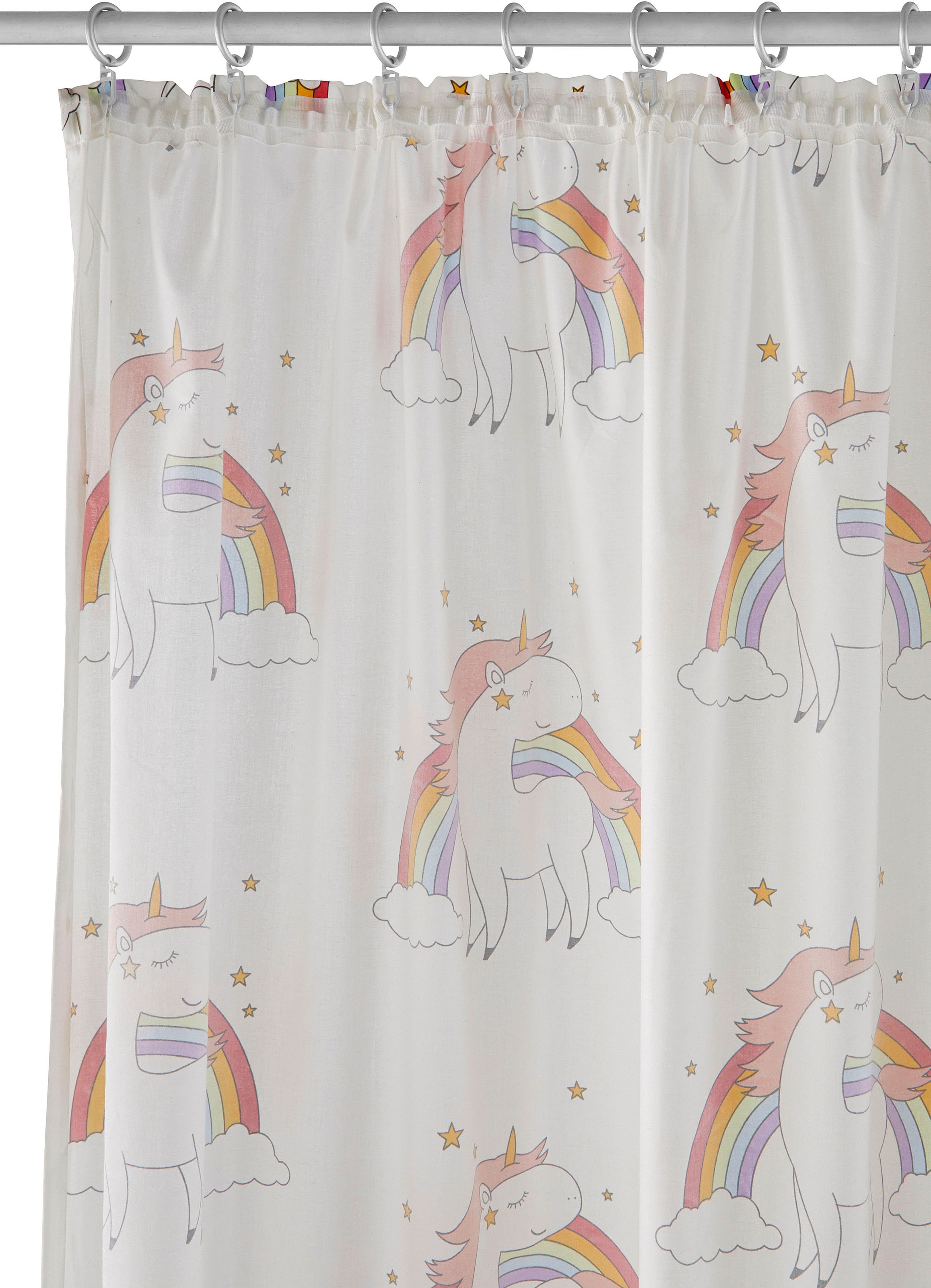 Thumbnail - Lüttenhütt Gardine "EINHORN", (1 St.), Kindergardine, bedruckt, halbtransparent, Einhörner, Regenbogen