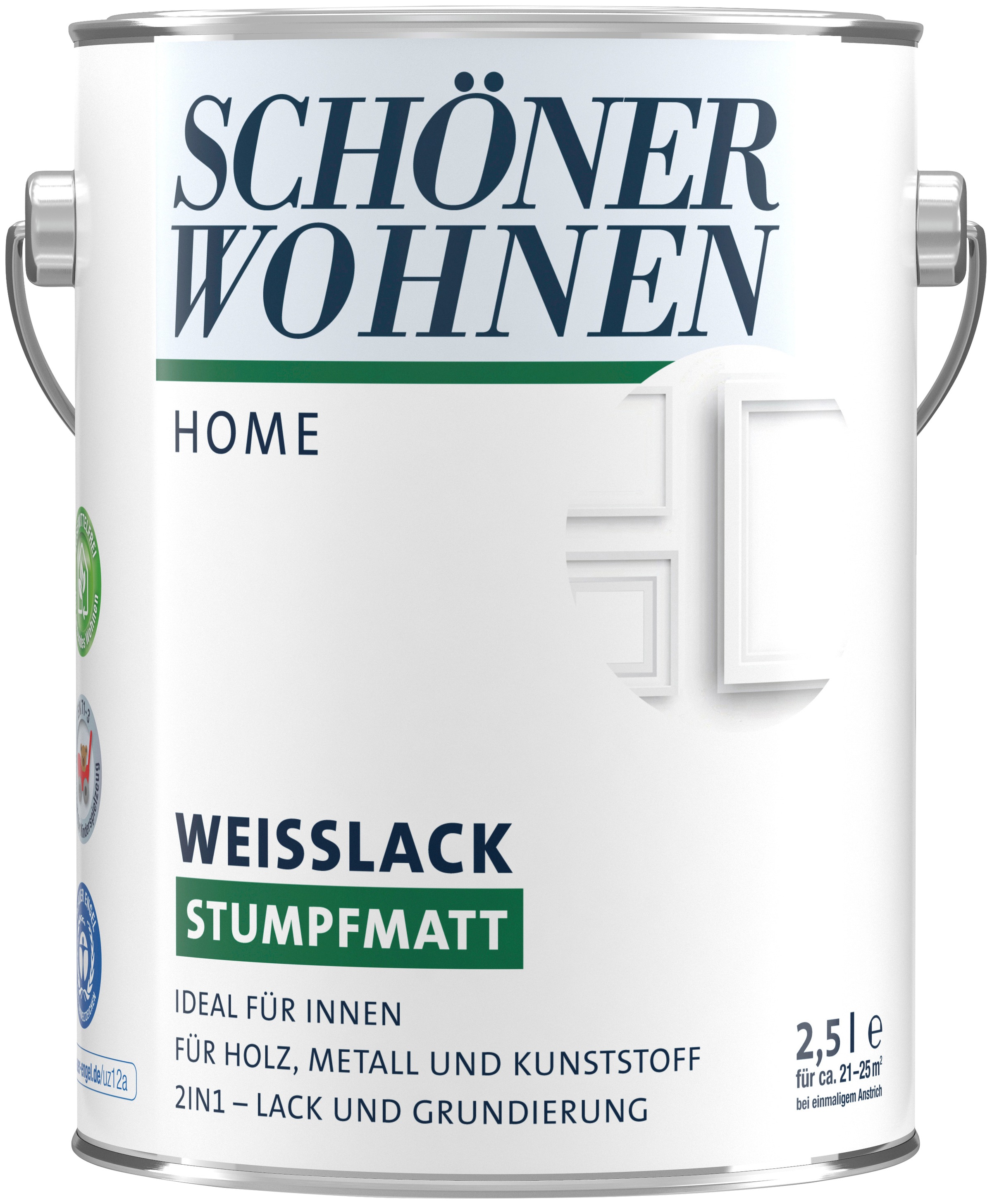 SCHÖNER WOHNEN FARBE Weißlack »Home Weisslack«, 2,5 Liter, weiß, stumpfmatt,...