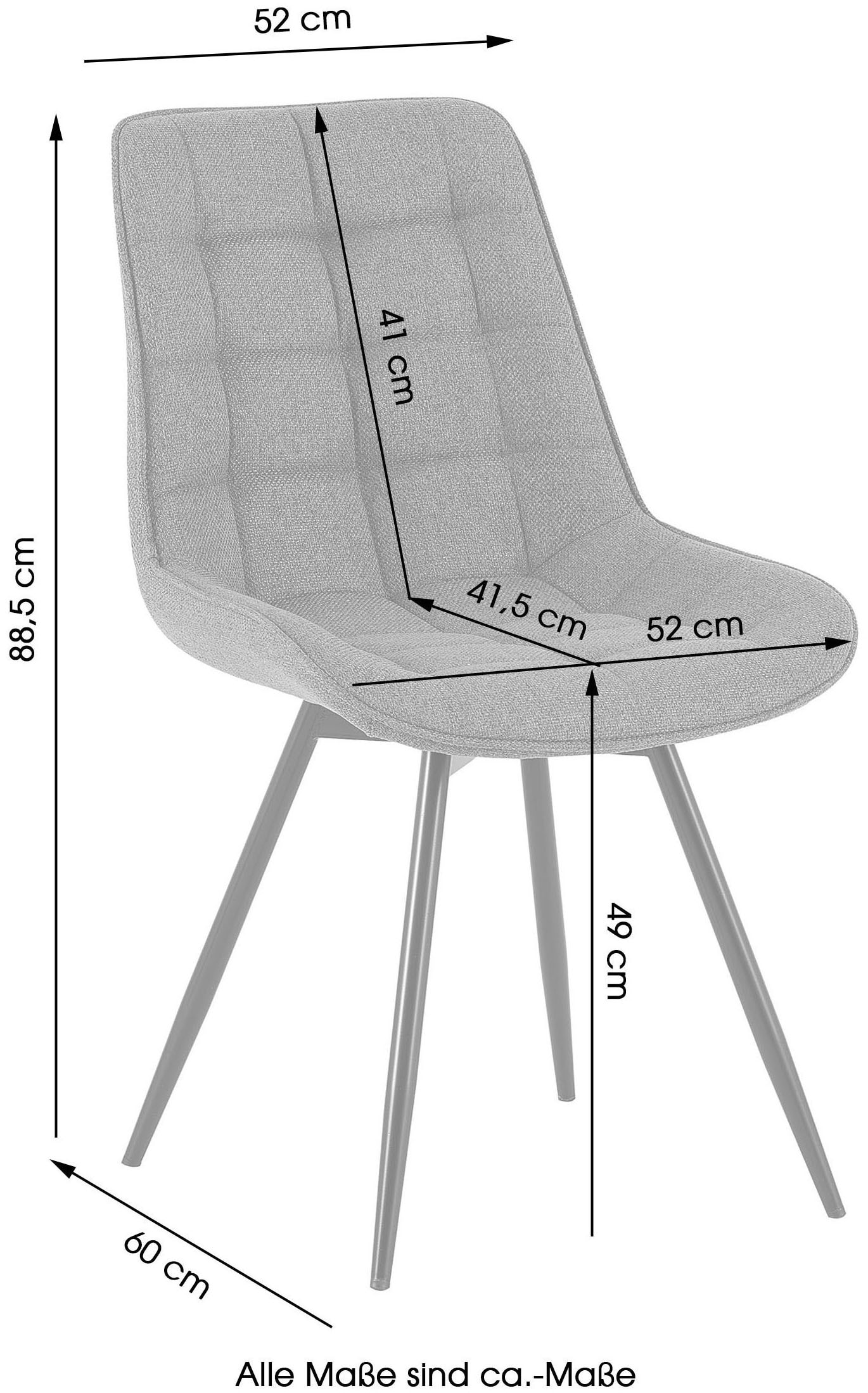 OTTO home Esszimmerstuhl »Catania« (Set) 2 Stk.bequemer Stuhl, 360 Grad drehbar in verschiedenen Stoffen und Farben.