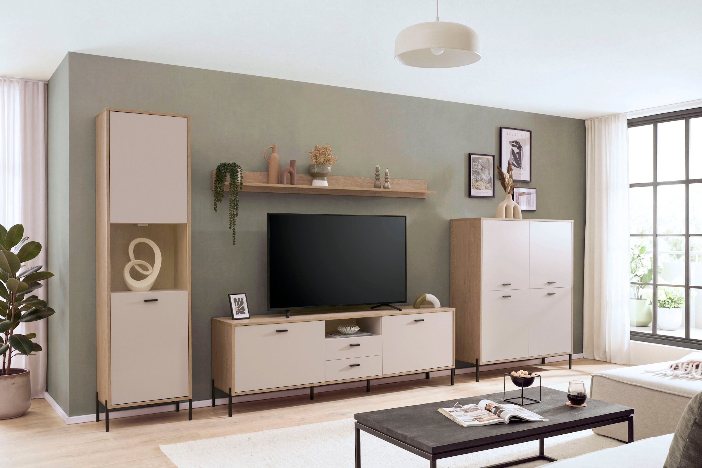 Home affaire Wohnwand »Fredericia, moderne Anbauwand, Komplettset in Kaschmir« Set, 4 Stk. tlg.