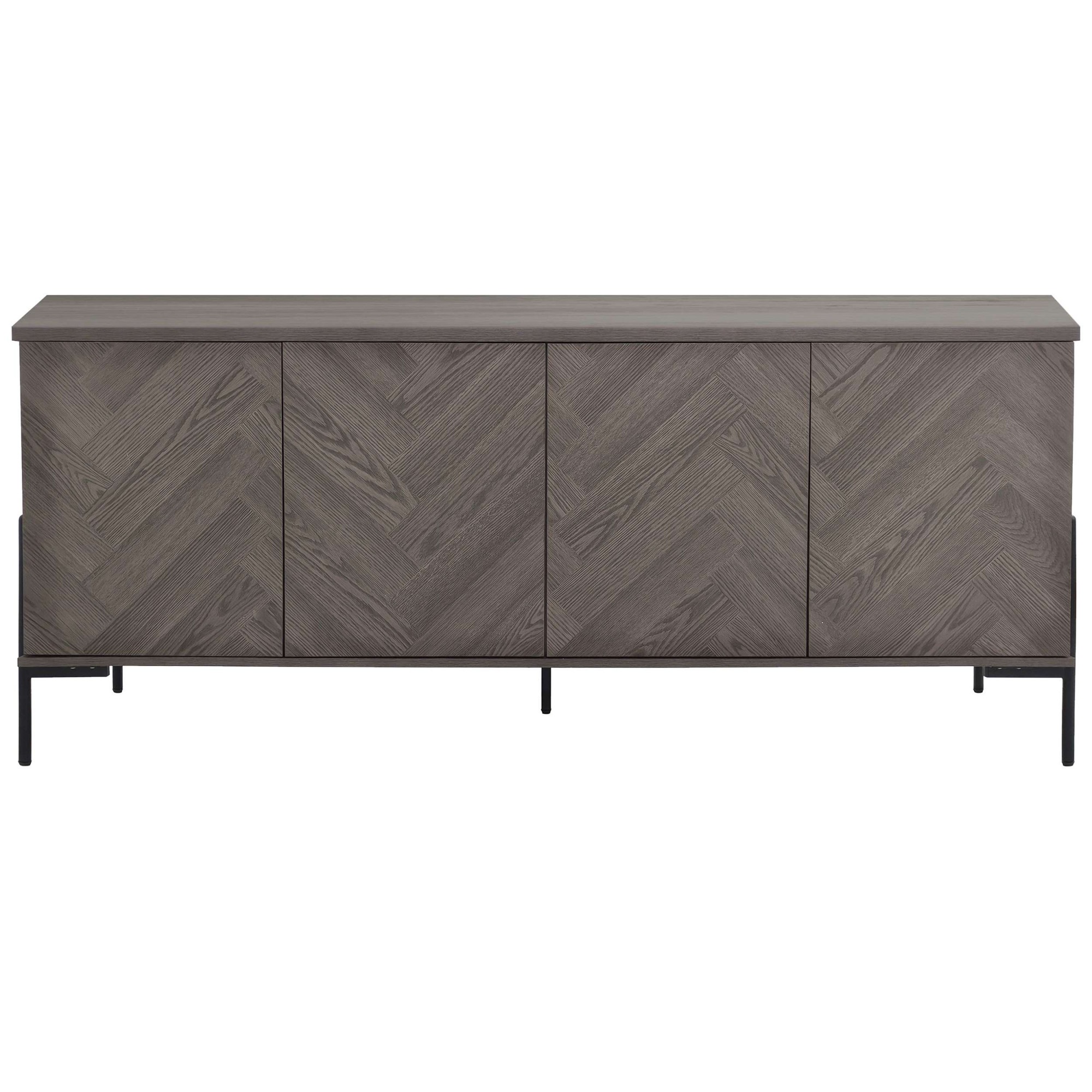 Leonique Sideboard "Eadwine" Kommode, Push-to-open, Türen mit Fischgräten M günstig online kaufen