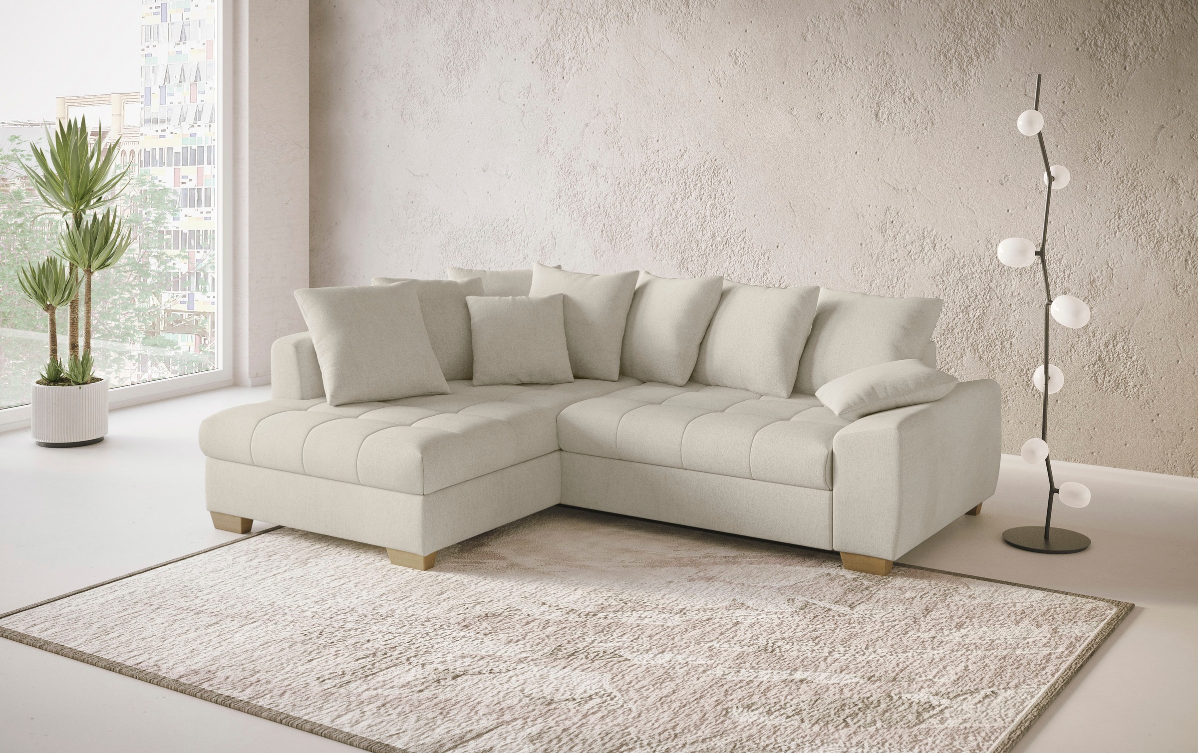 Mr. Couch Ecksofa »Nikita II, L-Form«, Wahlweise mit Bettfunktion, Bettkasten & RGB-LED-Beleuchtung
