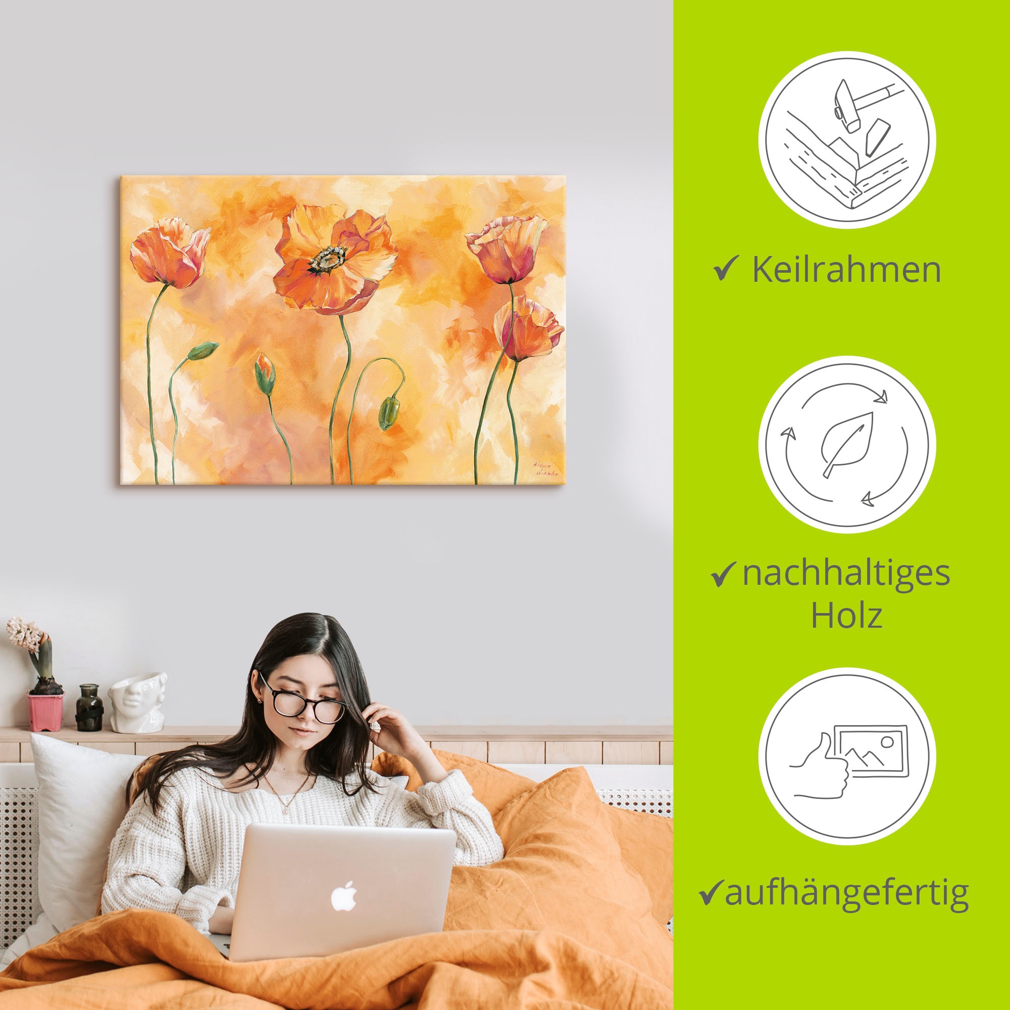 Artland Wandbild »Mohnkomposition«, Blumen, (1 St.), als Alubild, Outdoorbild, Leinwandbild, Poster, Wandaufkleber