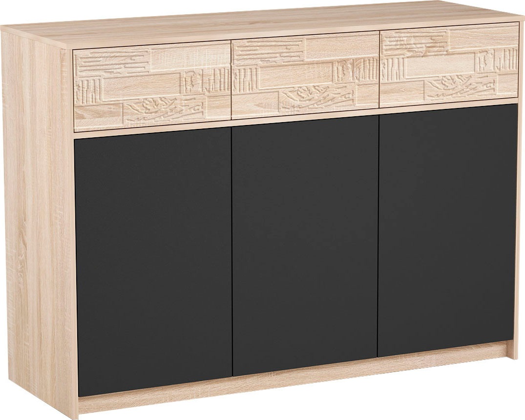 Schuhkommode Brick schwarzer graphit, eiche sonoma B/H/T: 147 cm x 105,5 cm x 50 cm