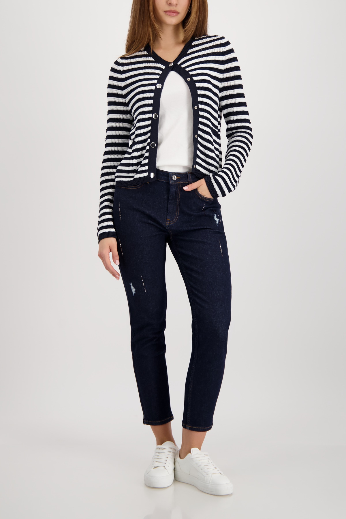 Monari 7/8-Jeans »Basic« mit strahlenden Strasssteinen, 5-Pocket-Form