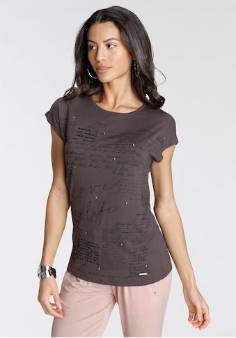 Laura Scott T-Shirt, mit Schriftzügen und Glitzersteinen kaufen